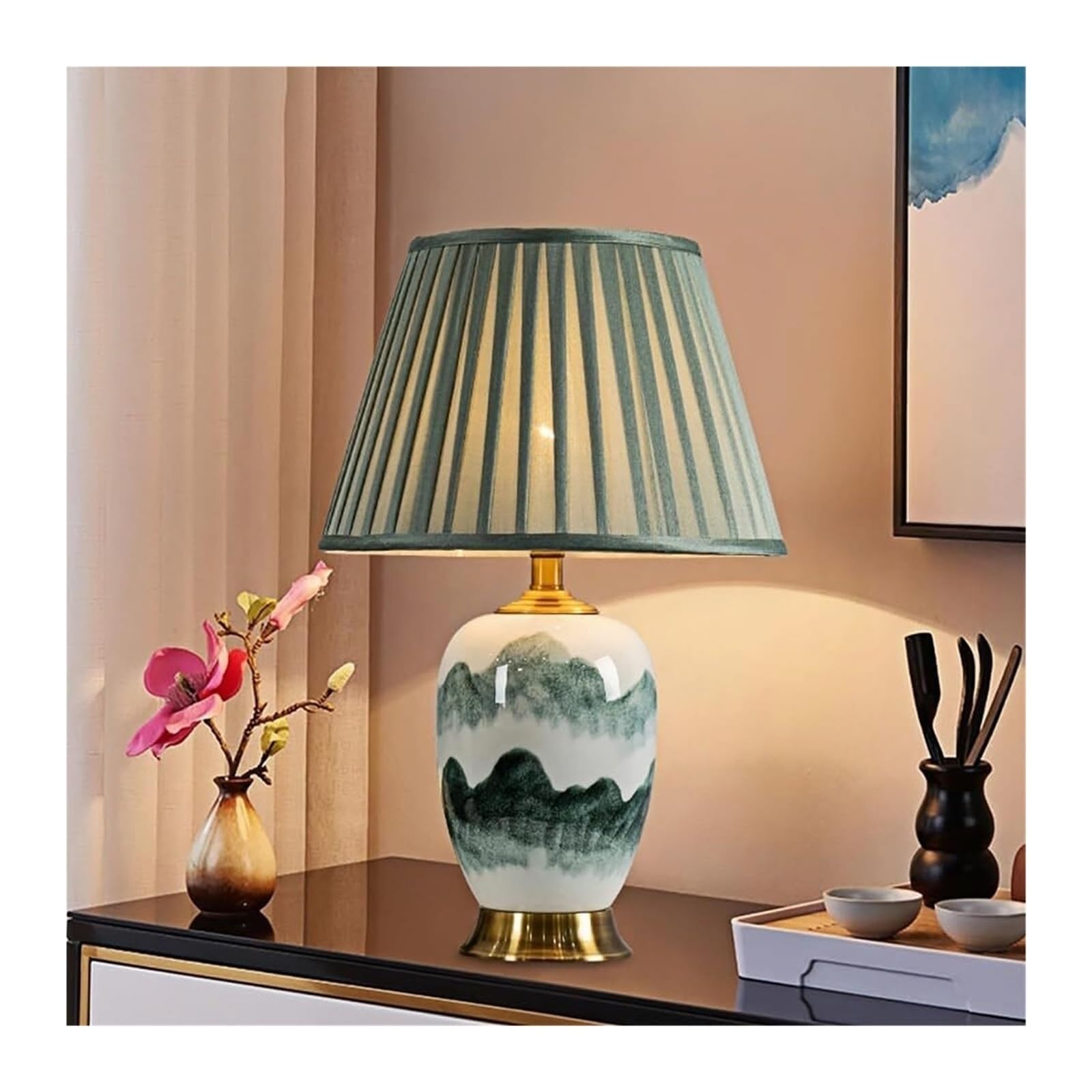 Khukhu Style 5 American Minimalist Modern Ceramic Table Lamp With Creative Desk Light