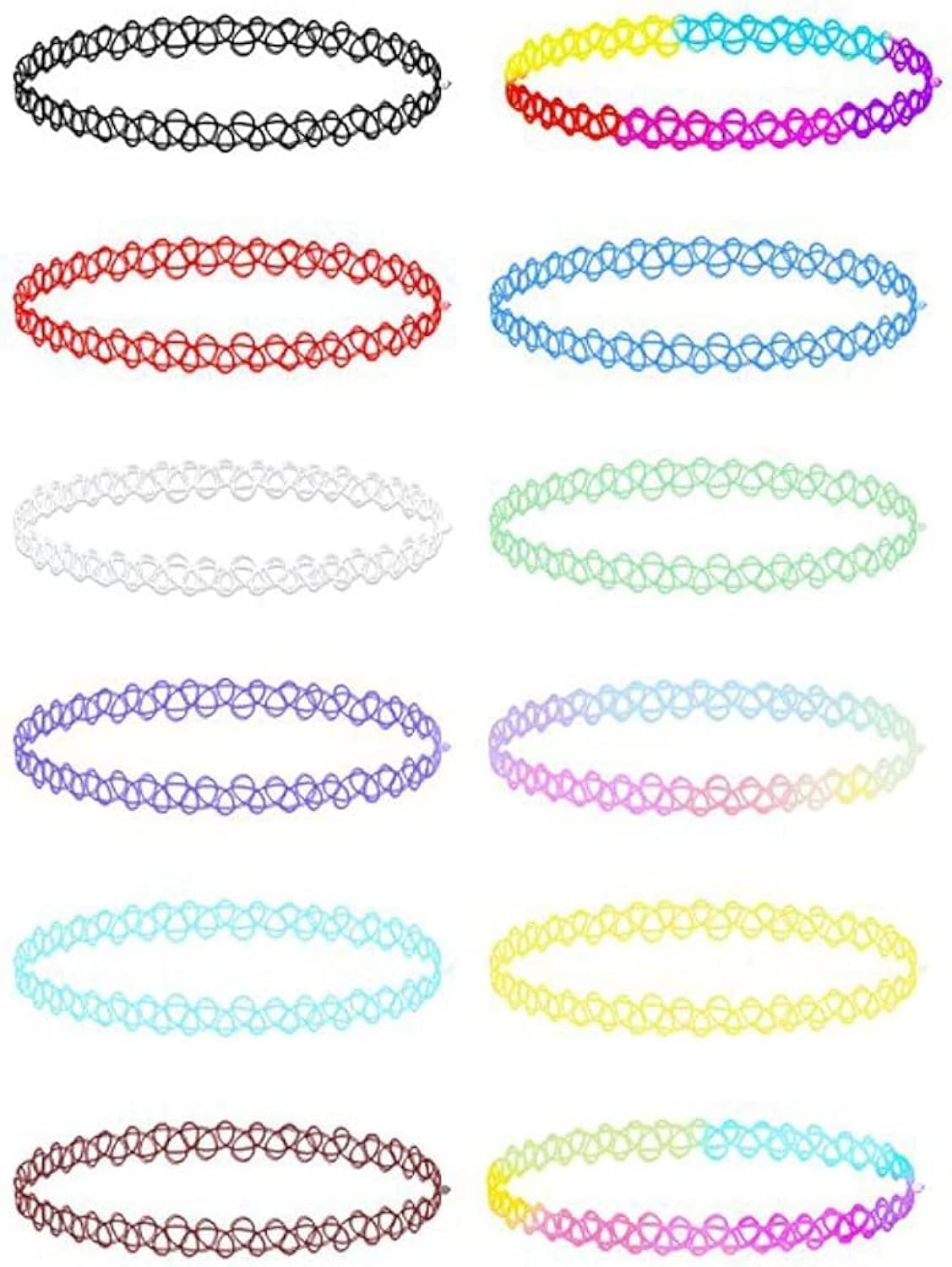 Necklace Stretch Gothic Tattoo Henna Elastic Choker (12Pieces)