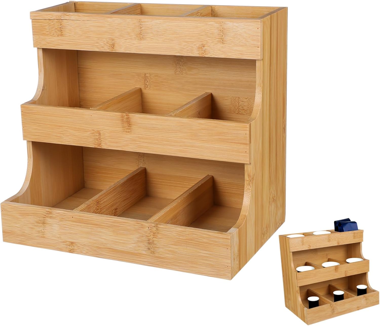 GLEAVI Wooden Tea Bag Organizer Storage Rack Tea Storage Holder for Coffee and Sugar Bags for Kitchen and Office Use