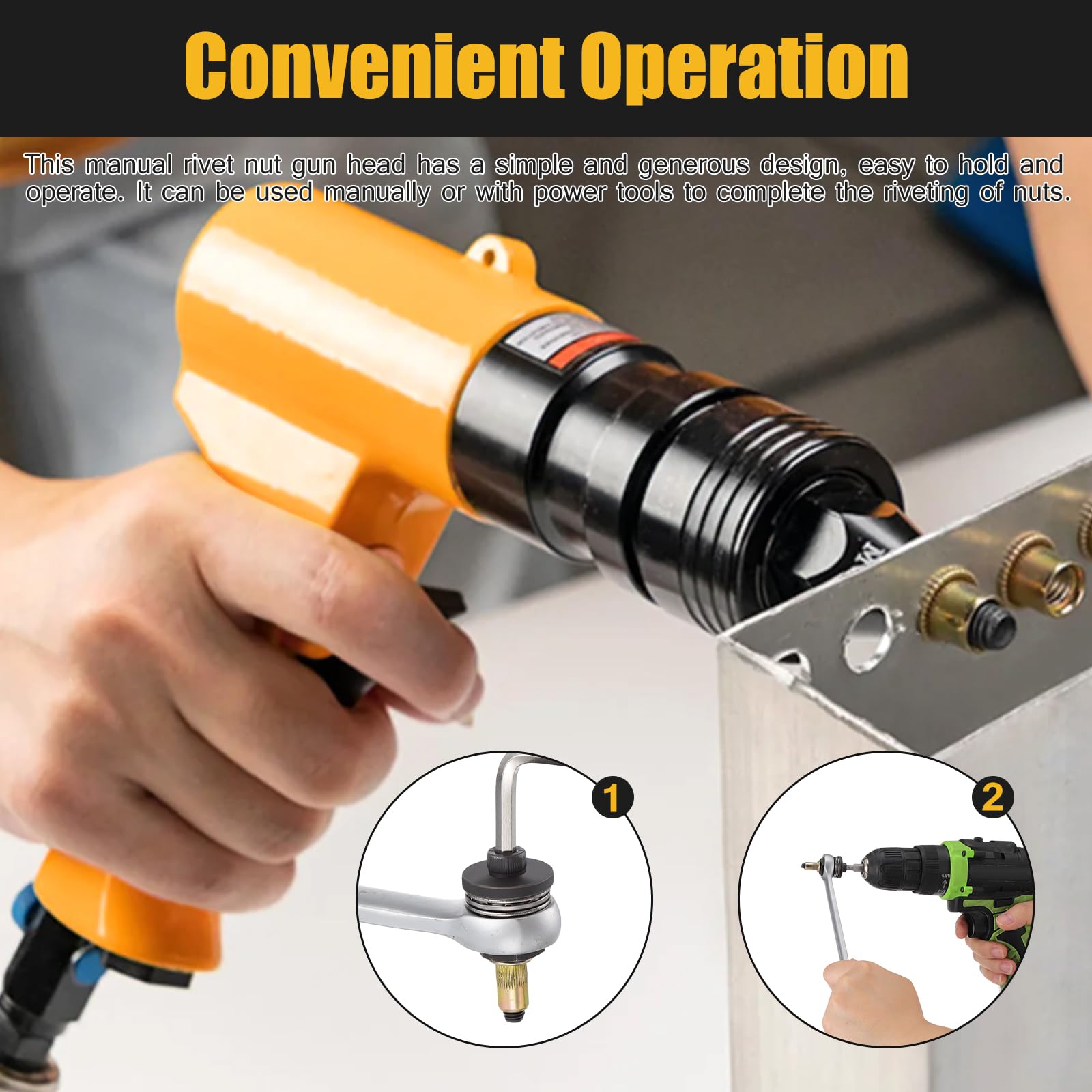 HSEAMALL Rivet Nut Gun Tool Kit M3 M4 M5 M6 M8 M10 Hand Rivet Tool Head Set Riveter Tool Mandrel for Manual Electric, Pneumatic - Image 4