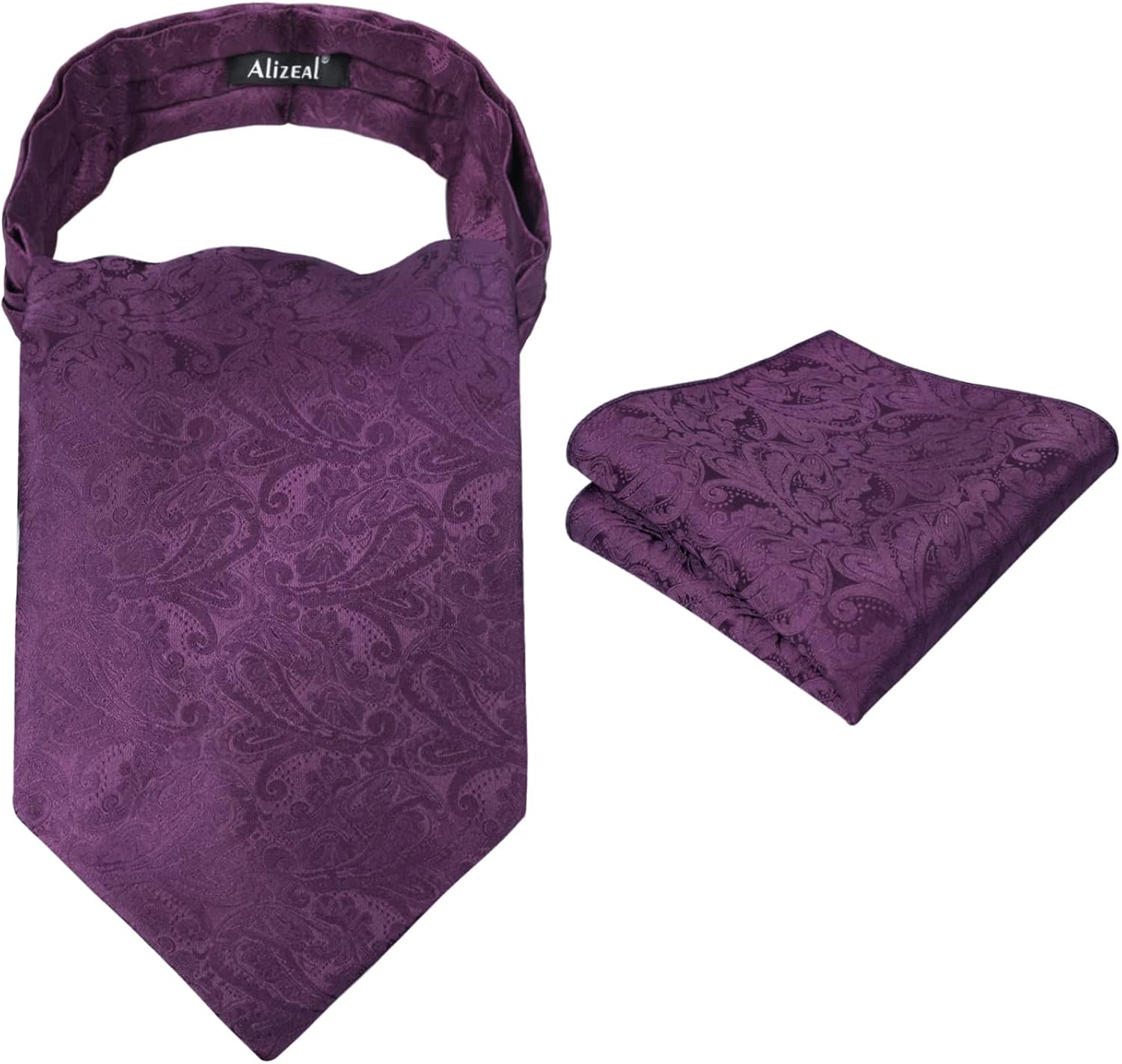 Alizeal Mens Self-tied Cravat Tie Ascot and Pocket Square Set