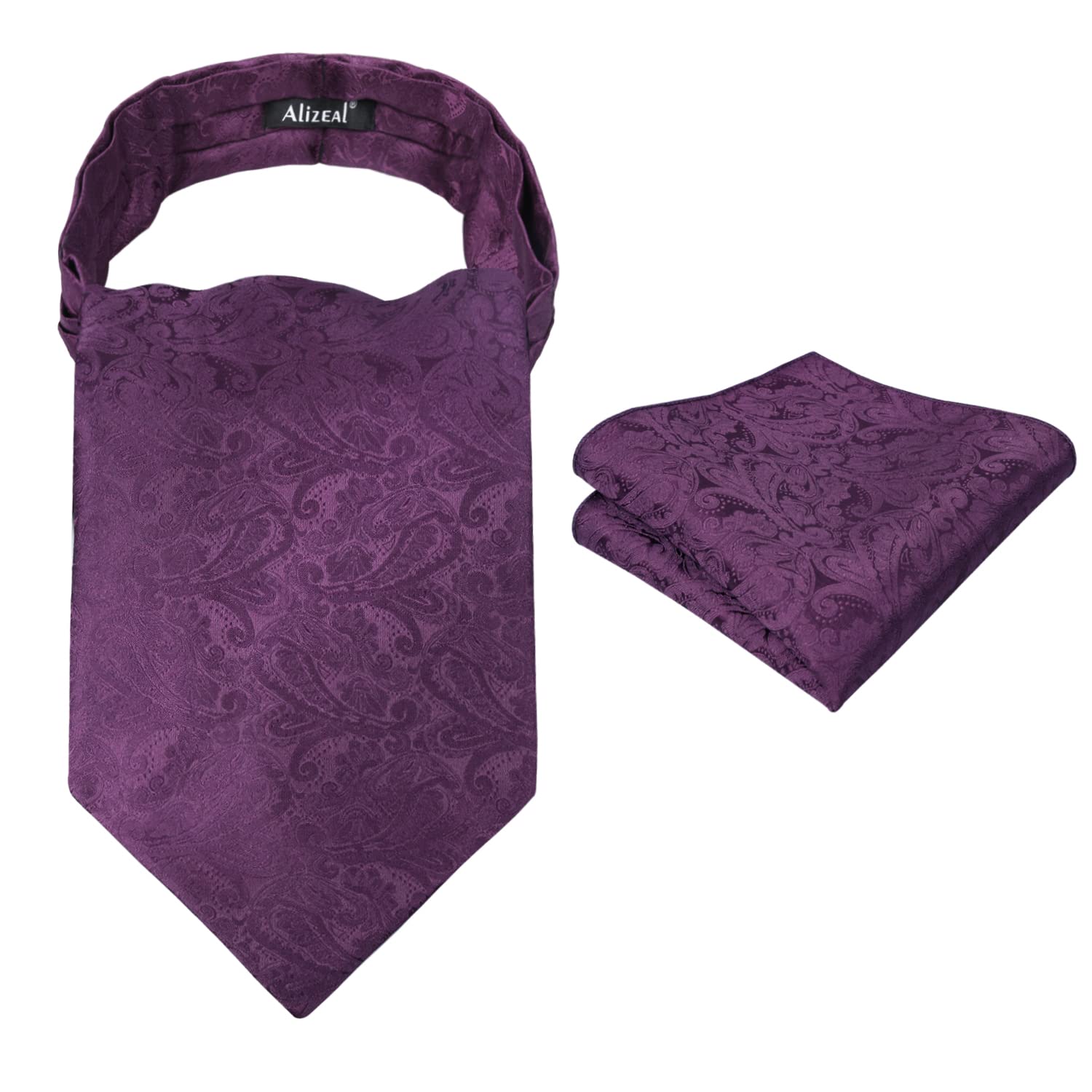 Alizeal Mens Self-tied Cravat Tie Ascot and Pocket Square Set