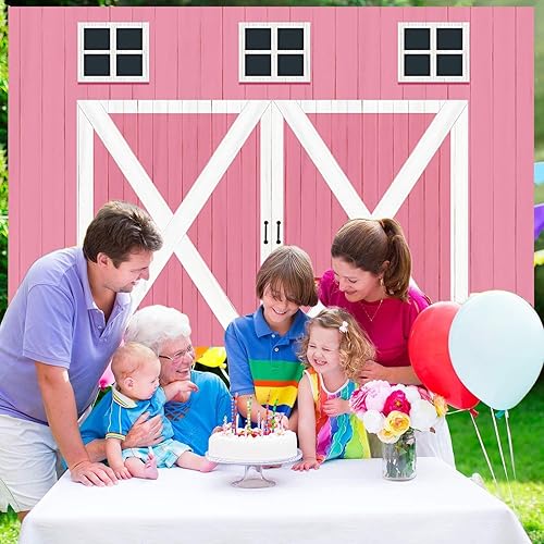 Miniatura 4 de CRTPOD Fondo de madera de granero rosa de 7 x 5 pies para sesión de fotos, fondo vintage de vaquera de granja occidental para fotografía,