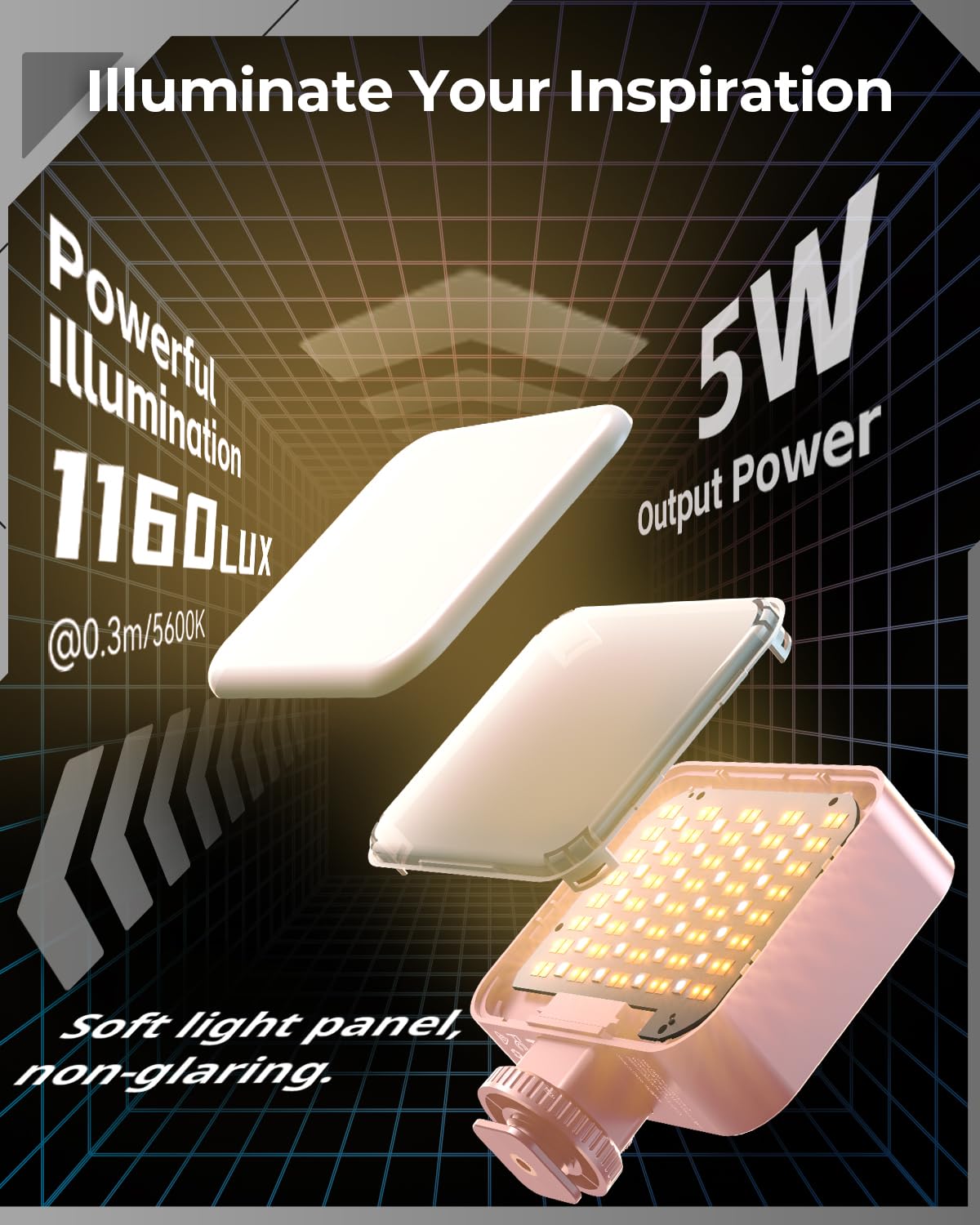 SMALLRIG Vibe P96 Pro LED-Videoleuchte, tragbare Kamera-Leuchte für Fotografie, Cold Shoe-Licht, CRI95+, 2500-6500K, 5 Effekte, Fülllicht-Zubehör für Content Creator, Streaming Rosa 4786