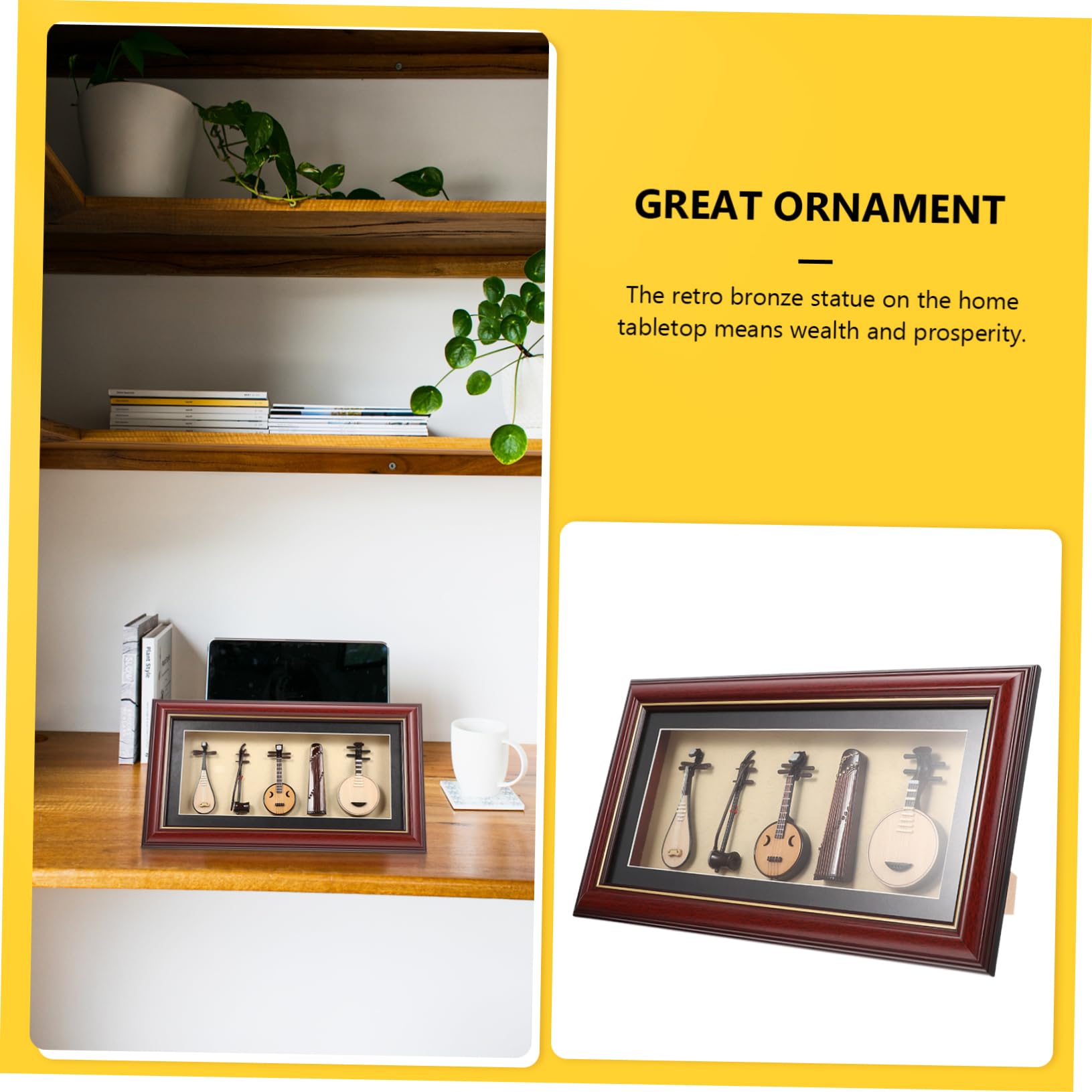 MAGICLULU Mini Riproduzione di Strumento Folk Decorativo 5 Pezzi Realistico | Set da Tavolo, Legno Plastico Pvc, Atmosfere Artistiche e Musicali, Hotel e Housewarming