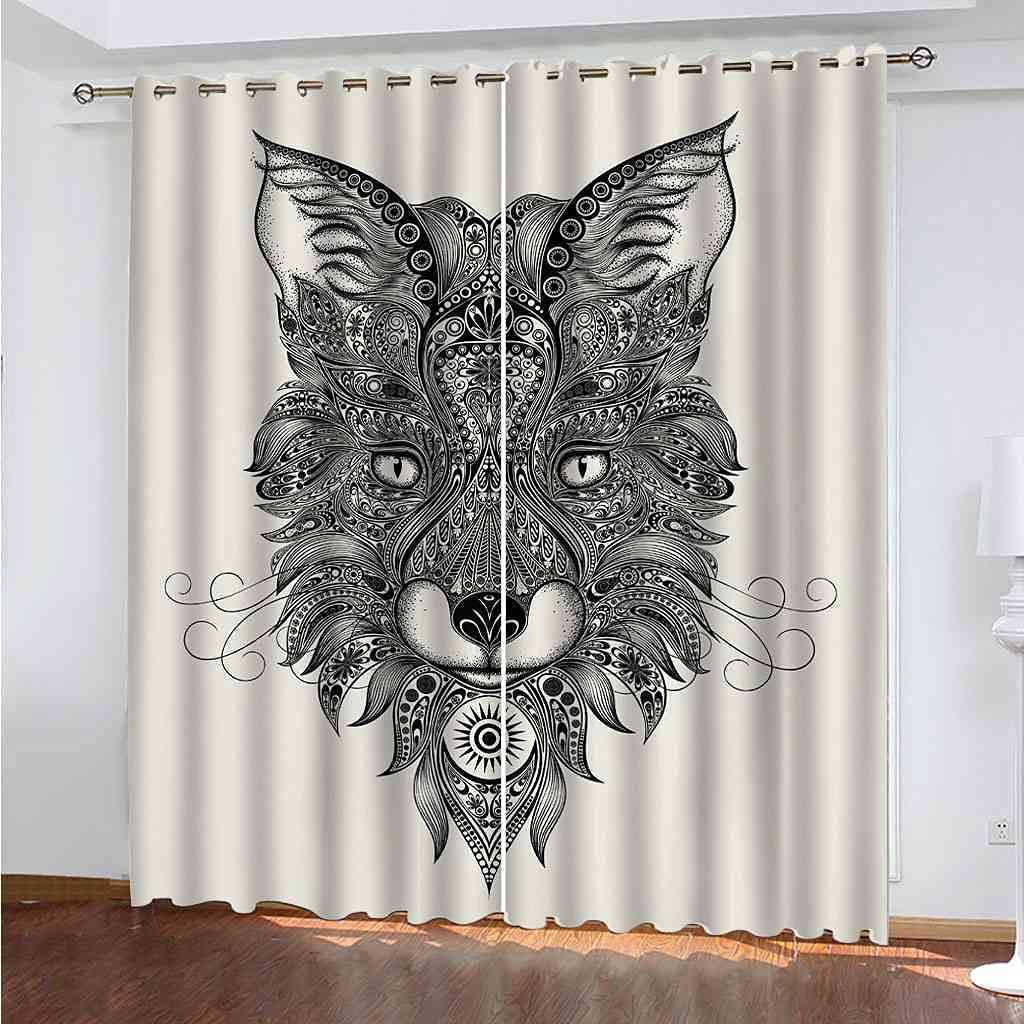 Rideau de fenêtre moderne simplicité loup 3D grand format 300x270