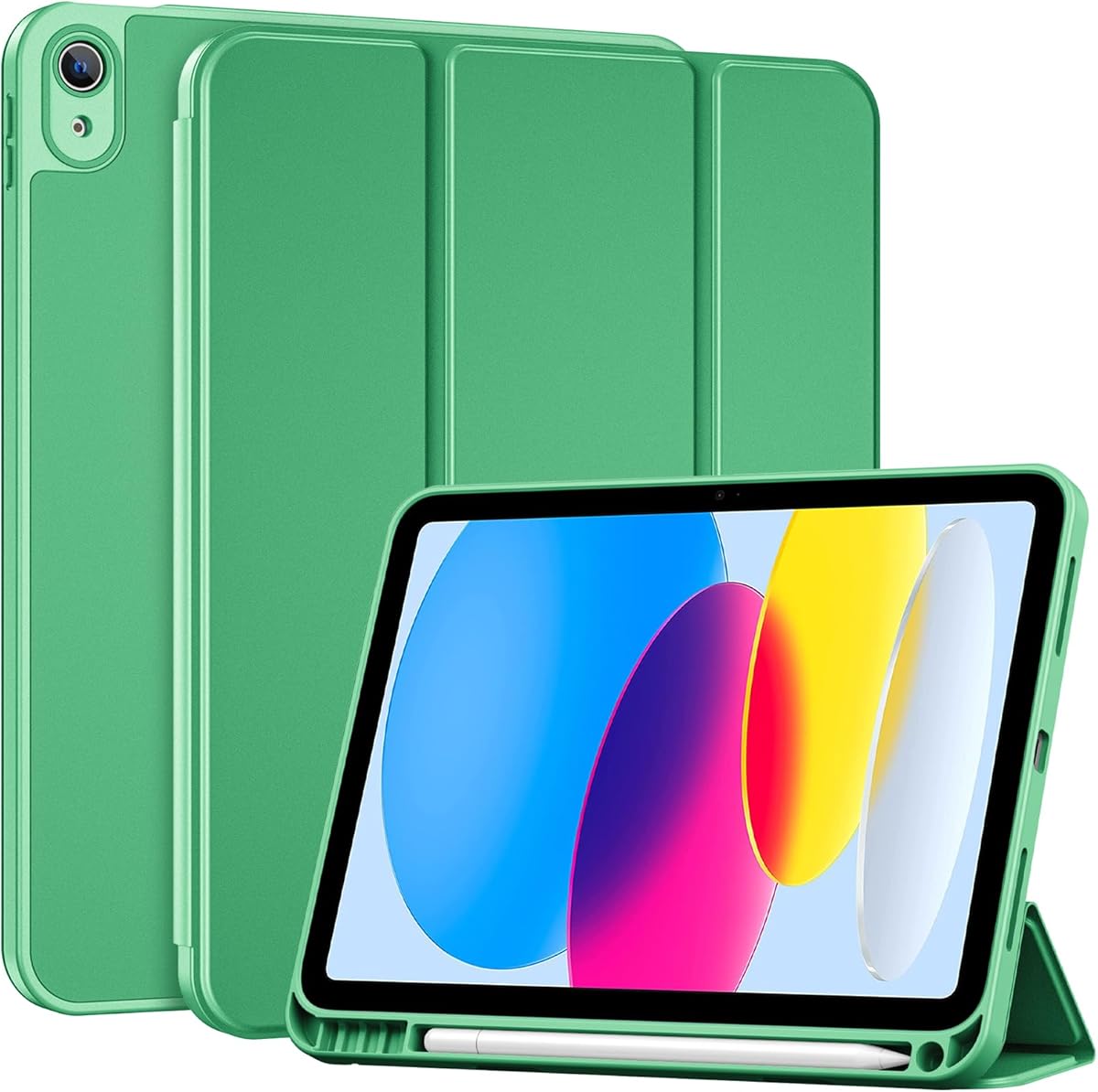 ProCase for iPad (A16) 11th Generation 11 Inch 2025/ iPad 10th Generation 10.9 Inch 2022 Case with Pencil Holder, Hybrid Cover with Soft TPU Back, Supports Touch ID, Auto Wake/Sleep -LightGreen