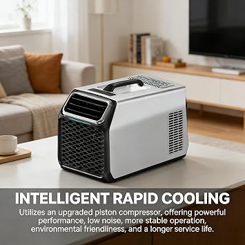 New RV AC Unit with Compressor, Portable Air Conditioner for Camping, Tent & Off-Grid Use, 3500 BTU Cooling Unit for for 32–54 Sq Ft Camping, Vans, Truck Sleepers & Cabins Gray