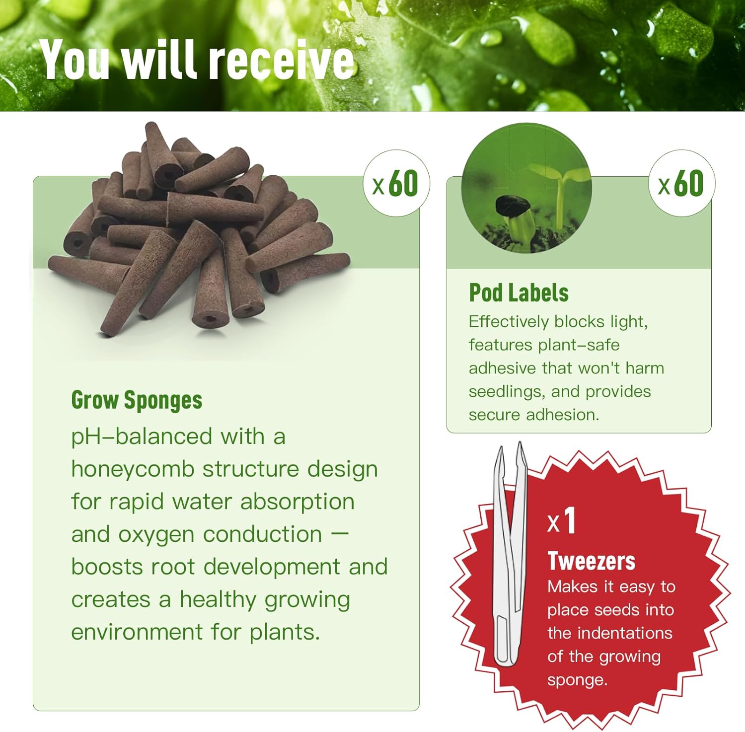 121 pcs Hydroponic Grow Sponges Seed Pods Replacement, Compatible with AeroGarden iDOO and Most Hydroponic Systems. Rapid Rooting Nursery Sponges. - Image 2