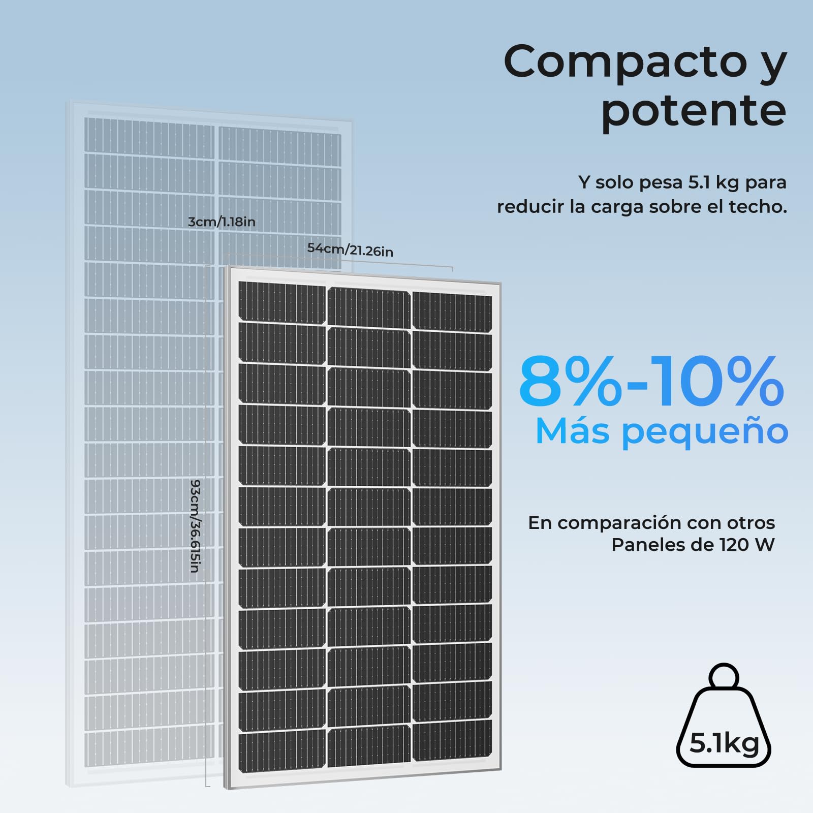 Panel solar de 240 W, módulo PV de 12 V, tecnología SMBB, módulo solar monocristalino de alta eficiencia, panel solar con marco de aluminio, ideal para instalaciones de alimentación de(120W*2)