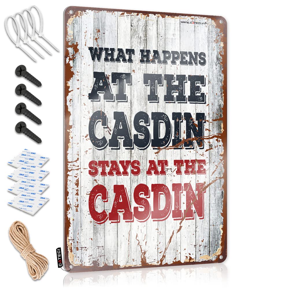 Funny Warning Signs What Happens At The Casdin Stays At The Sign Bar Accessories Man Cave Bar Sign Home Decor(20X30CM)