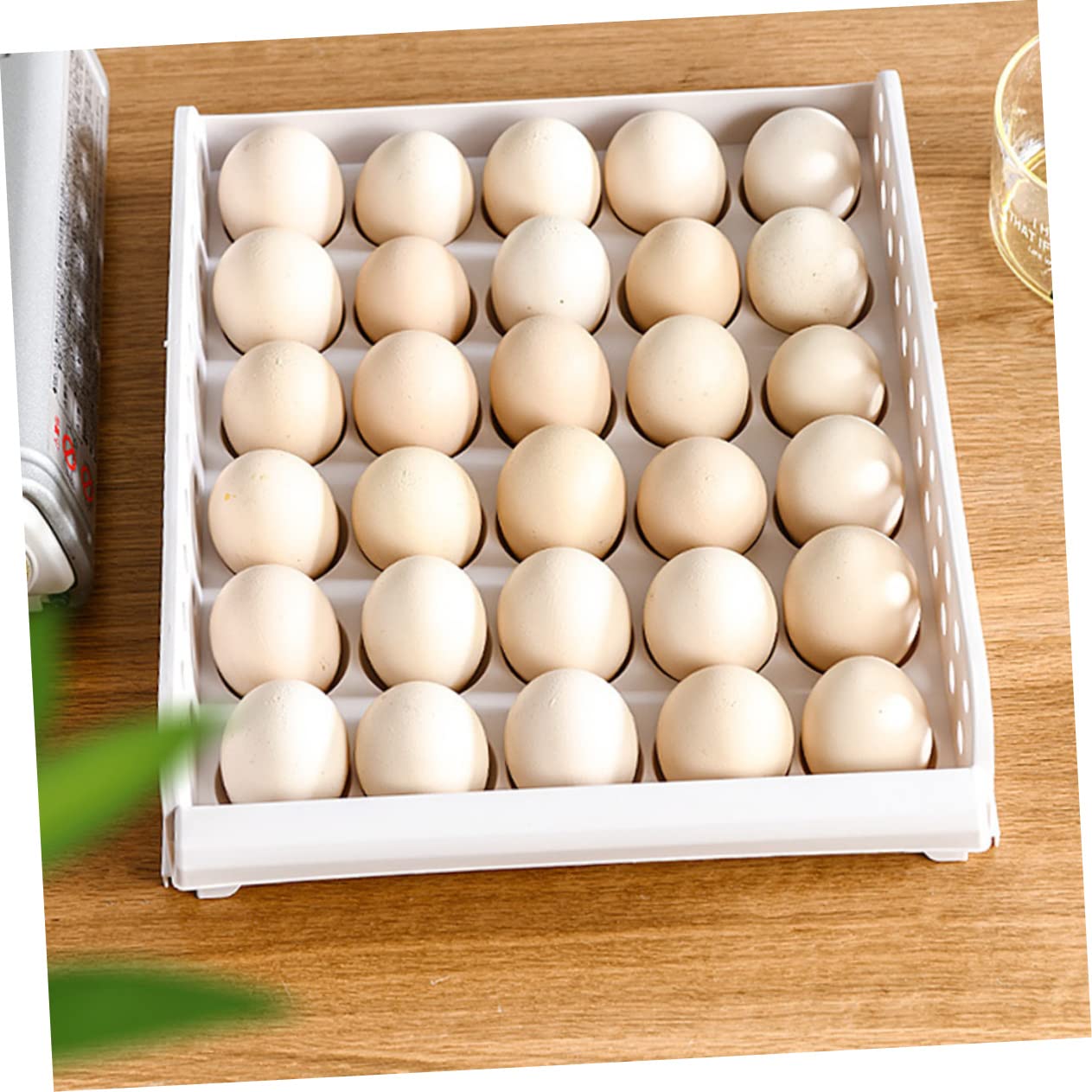 Caja de Huevos Apilable de Plástico Pp, 2 Niveles, 30 Compartimentos