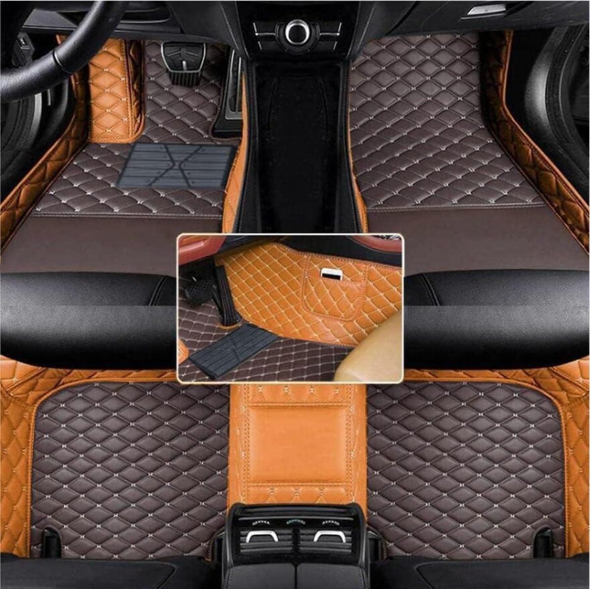 Floor Mats for Cars, All-Weather Mats, Waterproof Trim-to Fit Automotive Floor Mats for 99.9% Cars Sedan Trucks SUV, Custom Floor Liner Car Accessories (Light Brown)