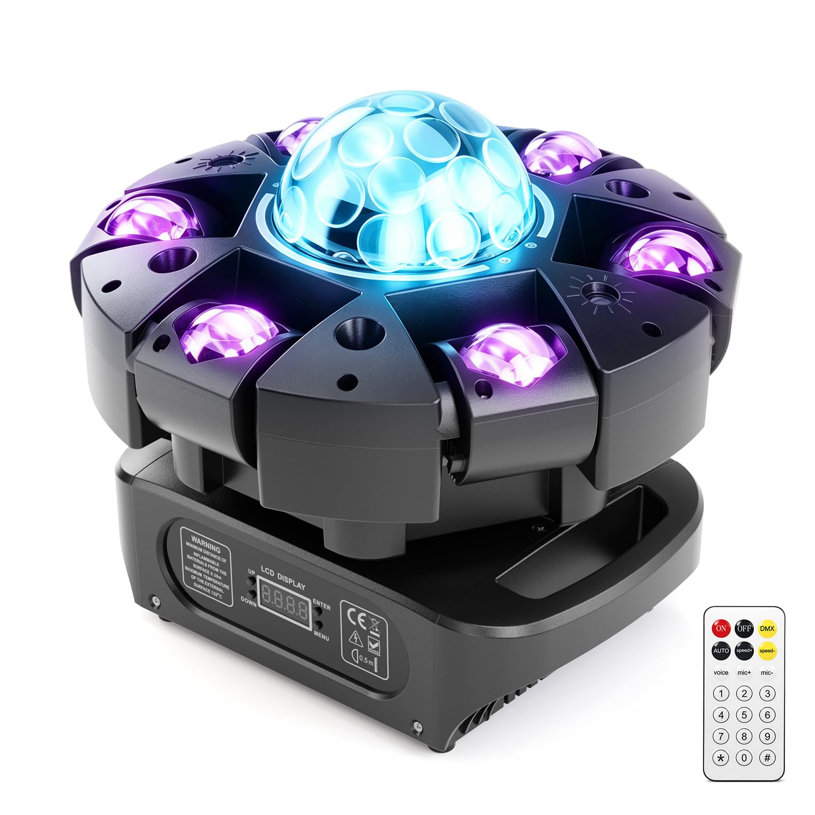 150W Lyre LED RGBW Beam Lumière de scène avec Télécommande, éclairage de soirée DJ 25 Canaux Jeux de Lumiere pour Bar, Club, Discothèque, Fête,Disco