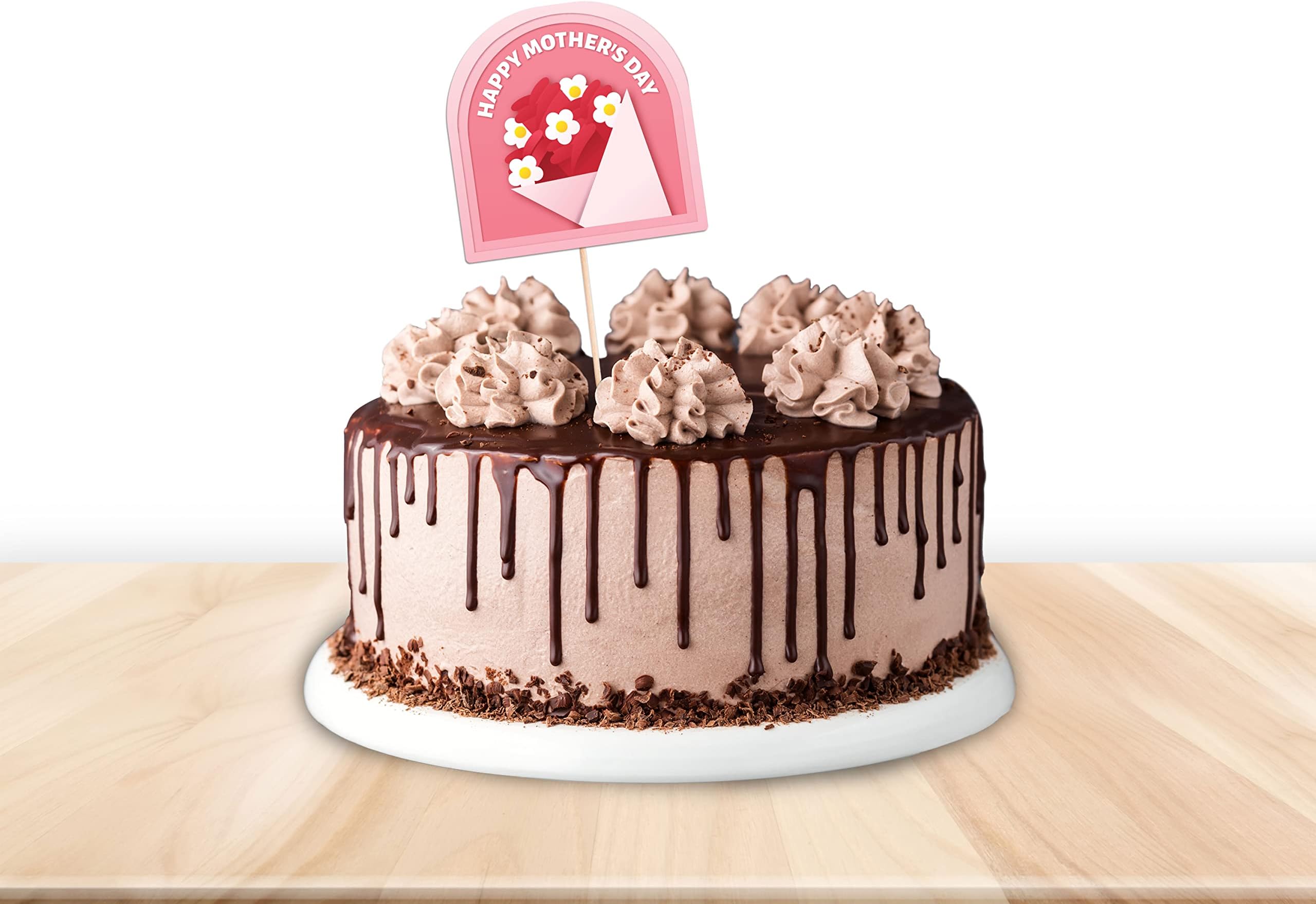 Festiko® Happy Mother's Day Flower Cake Topper, Mother's Day Cake Decoration Supplies, Mother's Day Party Favors, Happy Mother's Day