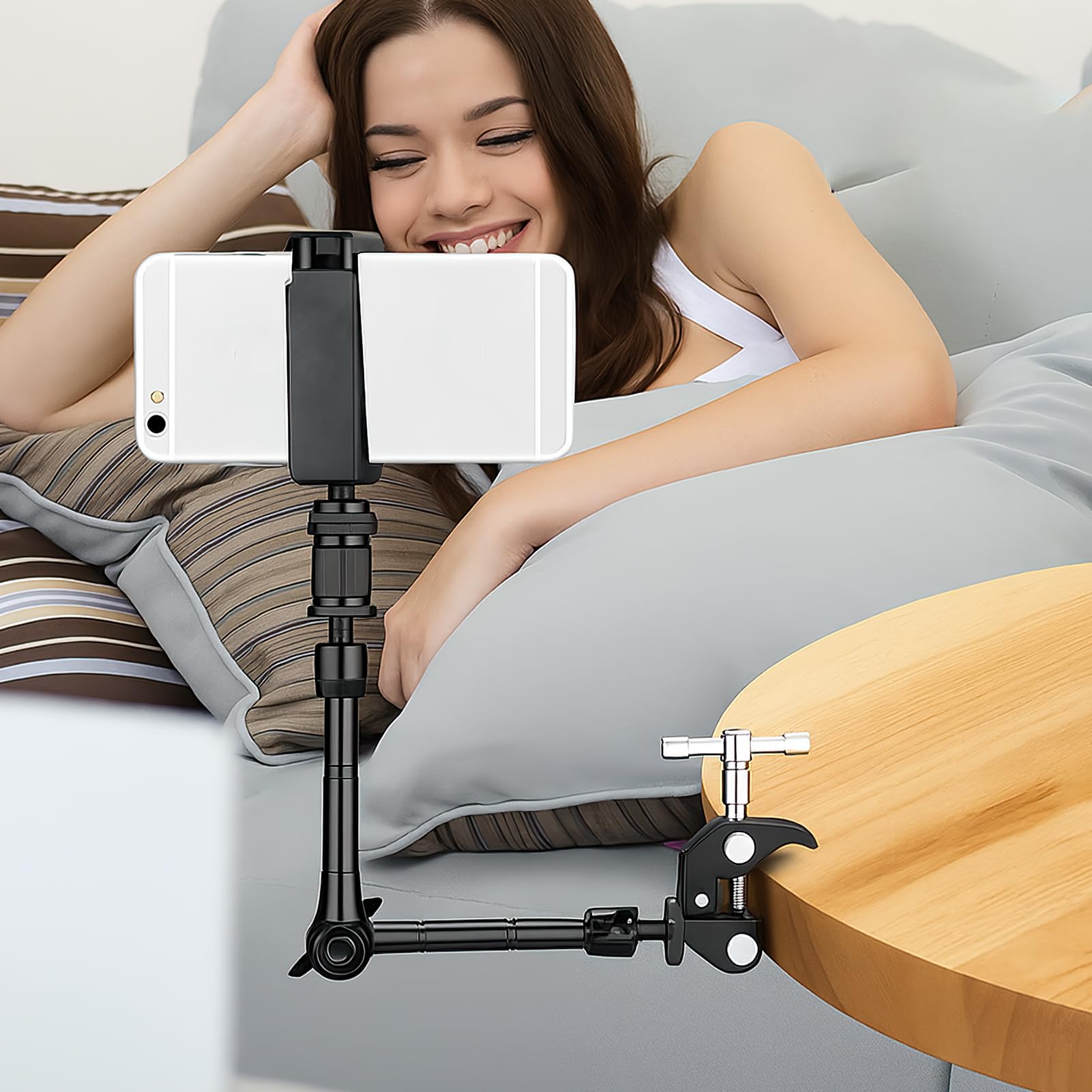 Lot de 2 Super Clamps pour appareil photo, Super Clamp avec bras magique, support de serrage universel pour filetages 1/4 et 3/8 pouces, alliage d'aluminium robuste, pinces antidérapantes pour apparei