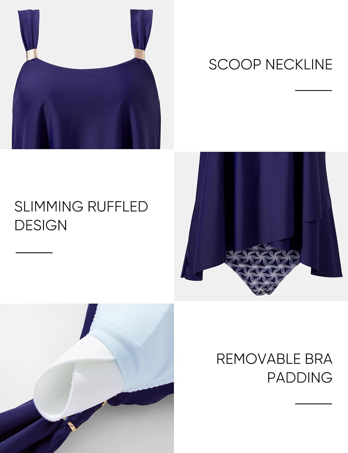 SUUKSESS Women Ruffle High Waisted Tankini Swimsuit Tummy Control Bathing Suit - Image 3