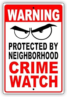 Afterprints Warning Protected by Neighborhood Crime Watch Unique Novelty Caution Warning Notice Aluminum Metal Sign 12