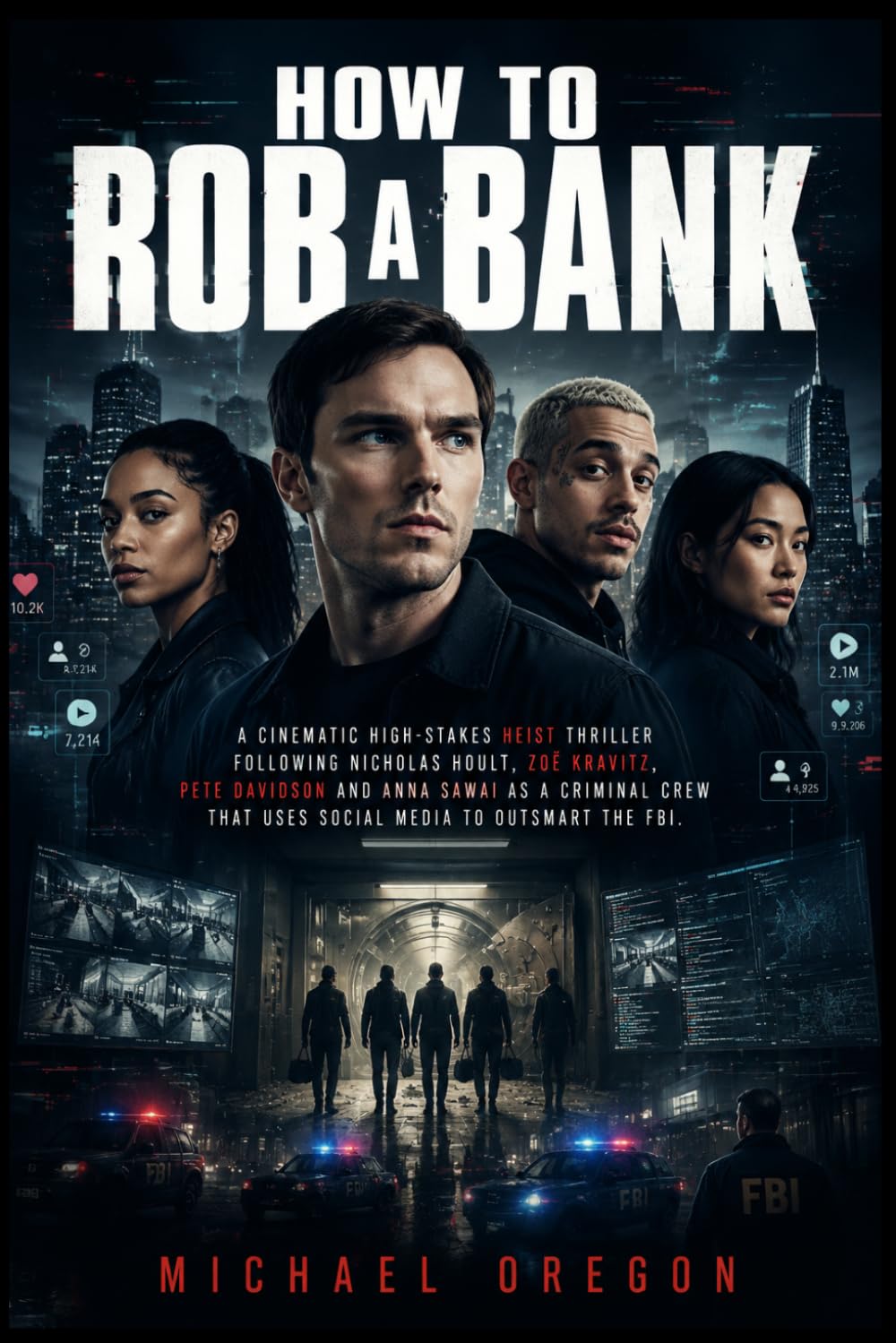 How To Rob A Bank: A cinematic high-stakes heist thriller following Nicholas Hoult, Zoë Kravitz, Pete Davidson and Anna Sawai as a criminal crew that uses social media to outsmart the FBI.