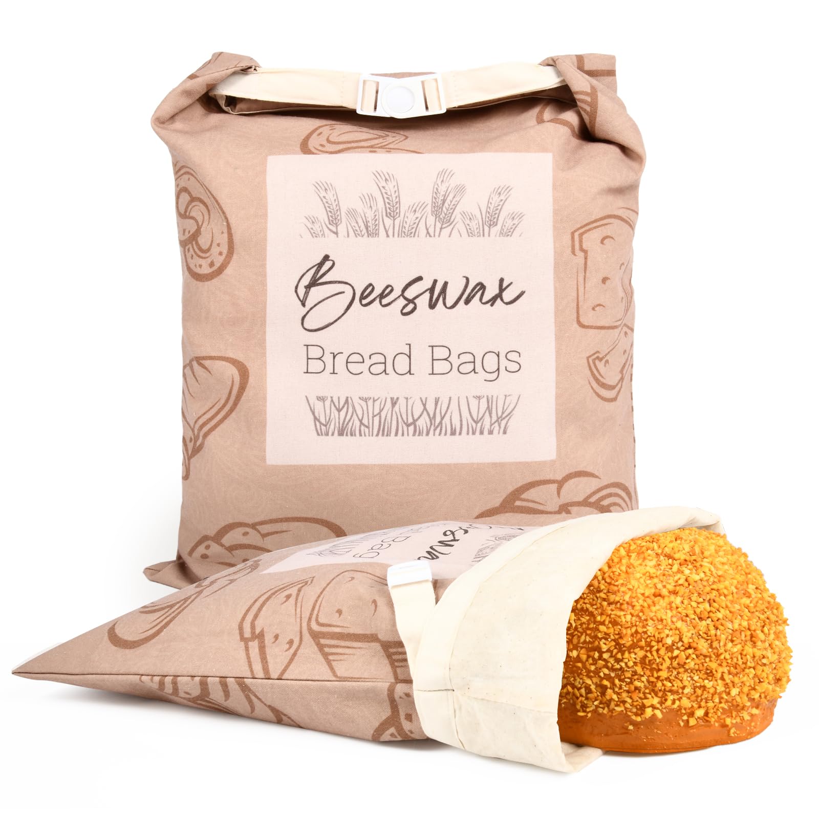 2 PCS Beeswax Bread Bags for Homemade Artisan Bread Sourdough, Reusable Storage Bag with Beeswax Lining, 17x13.5 inch Large