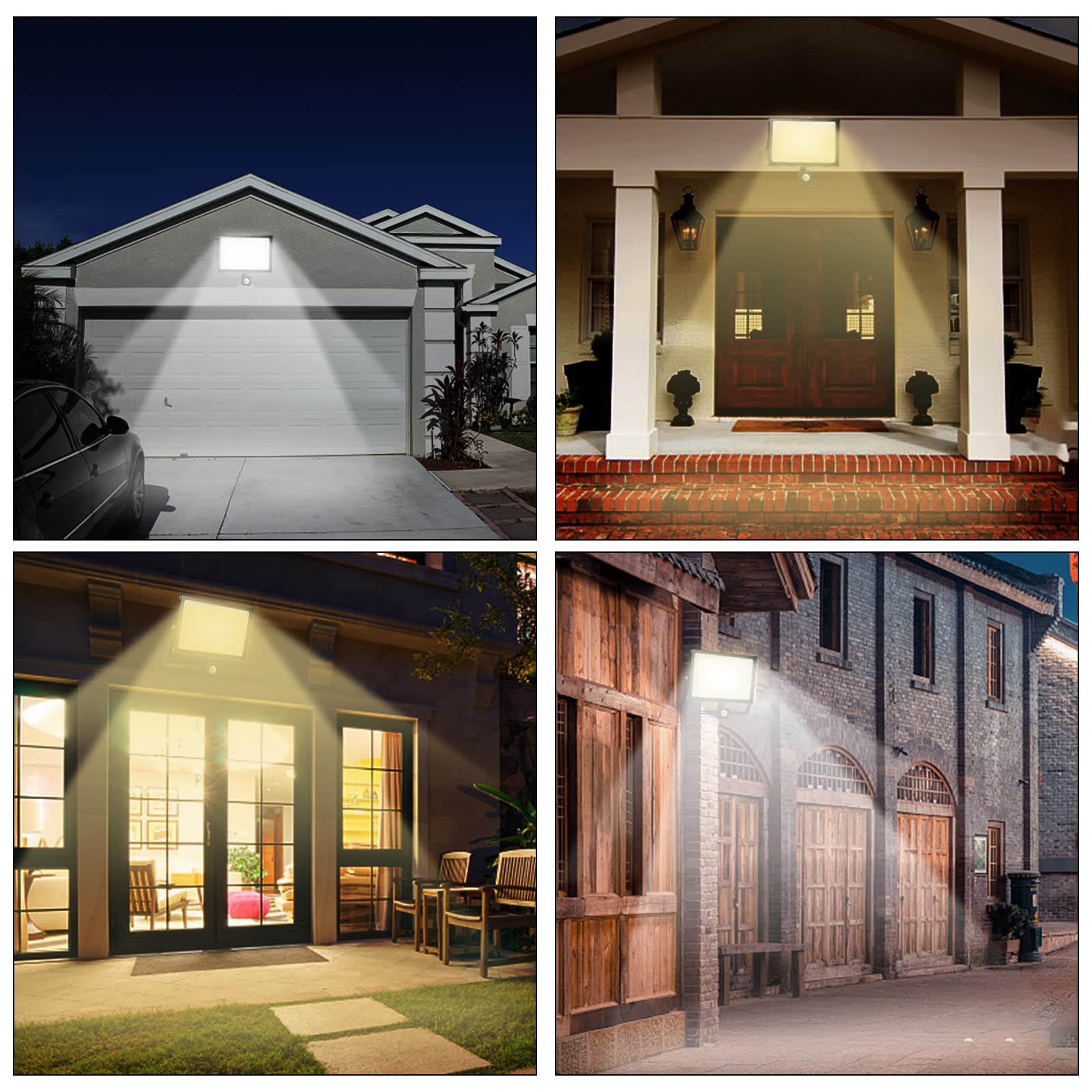 4pc 30W LED Außenstrahler mit Bewegungsmelder, 3000LM LED Strahler mit Bewegungsmelder Außen, 3000K Warmweiß LED Fluter Aussen Scheinwerfer, IP65 Wasserdicht Flutlicht für Garten Garage Hinterhof