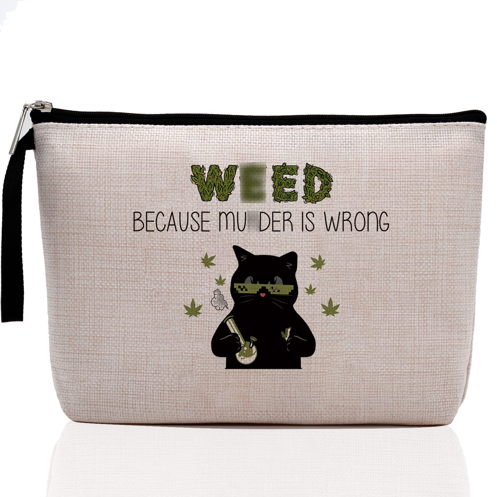 Hanamiya Na Funny Weed Leaf Makeup Bag Zipper Pouch Travel Bag Toiletry Bag for Women Stoner Friend Bestie Birthday Gifts, Funny Unique Humor Novelty Sarcasm Magic Makeup Bag - Because M is Wrong