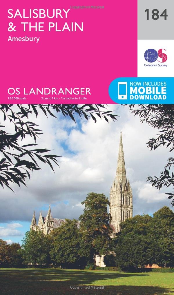 Salisbury & The Plain Map | Amesbury | Ordnance Survey | OS Landranger Map 184 | England | Walks | Cycling | Days Out | Maps | Adventure