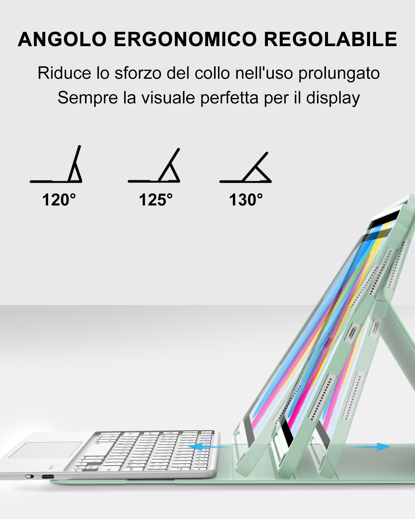 Occtingkind Custodia con Tastiera e Touchpad per iPad 11 Generazione A16 2025 11", Senza Retroilluminazione, Tastiera Bluetooth per iPad 10 Generazione 2022 10,9", Italiano QWERTY USB-C, Verde menta
