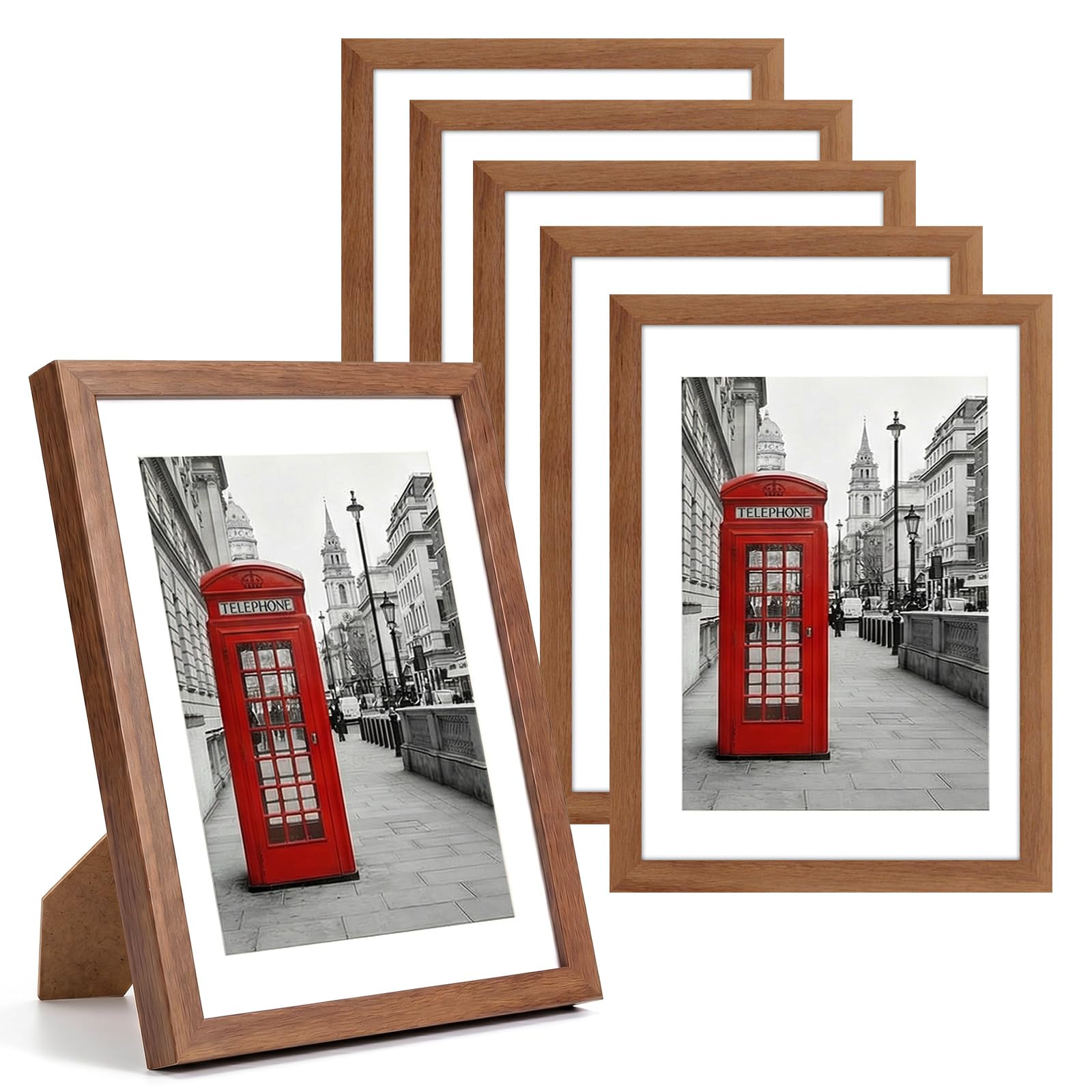 6 Pcs 4x6 Photo Frame, 10Γ 15 cm, MDF Picture Frames with Plexiglass Window for Tabletop and Wall Mounting, Picture Frame Set for Home Office Living Room DΓ©cor (Beech Wood Color)