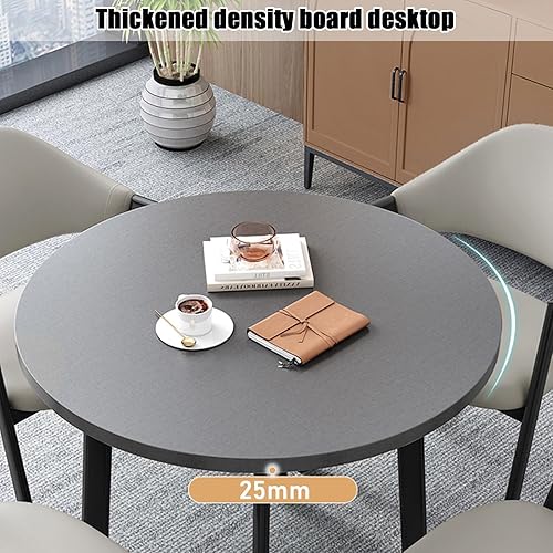 Miniatura 3 de YVYKFZD Mesa de sala de recepción de oficina, mesa de conferencias redonda con patas de metal, mesas y sillas de sala de conferencias pequeñas