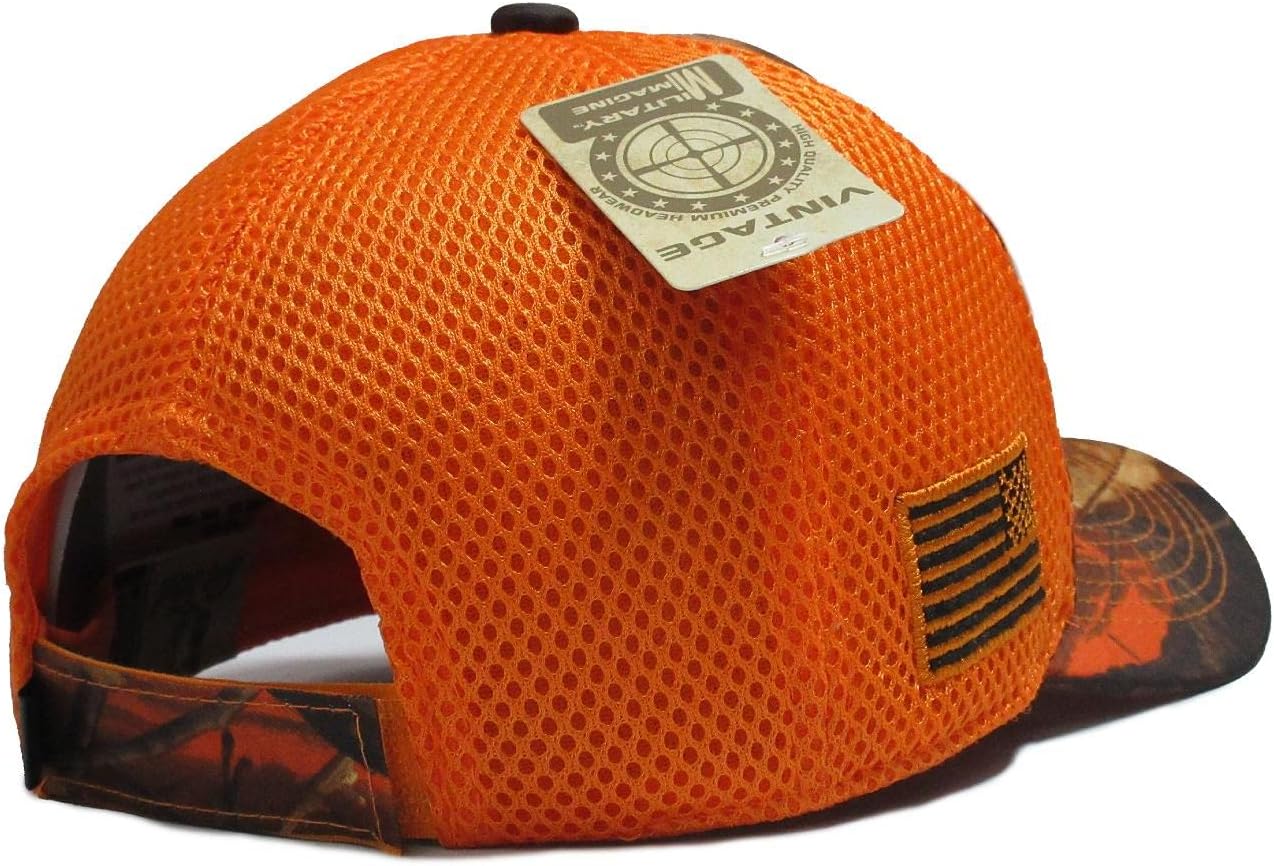 USA Flag Hat Hunter Orange Blaze Hunting Detachable Patch Micro Mesh Cap - Image 6