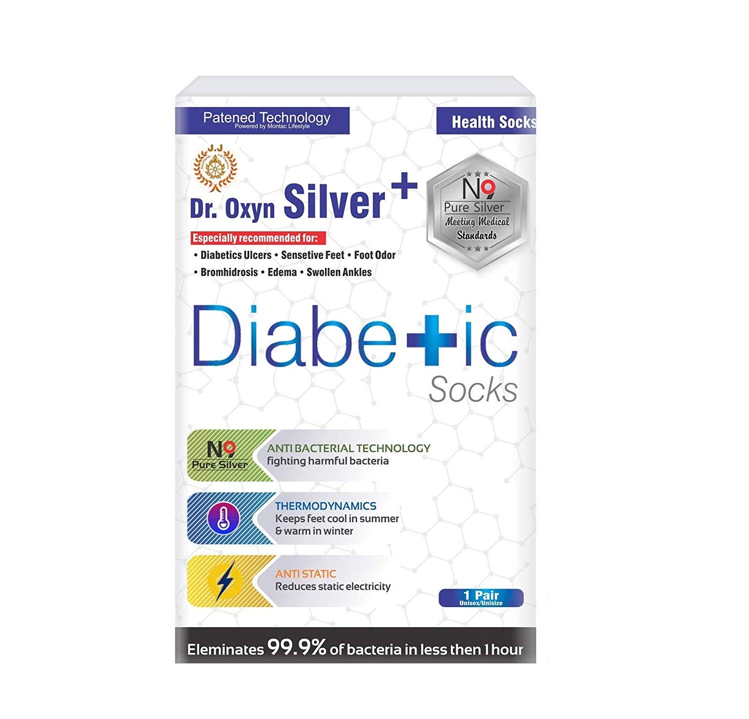 vringra Silver Plus Diabetic Socks for Men & Women Free Size1 Pair, Silver Technologies Diabetic Care socks for Diabetic Feet, Stretchable,Odour Free,Breathable-picture-40