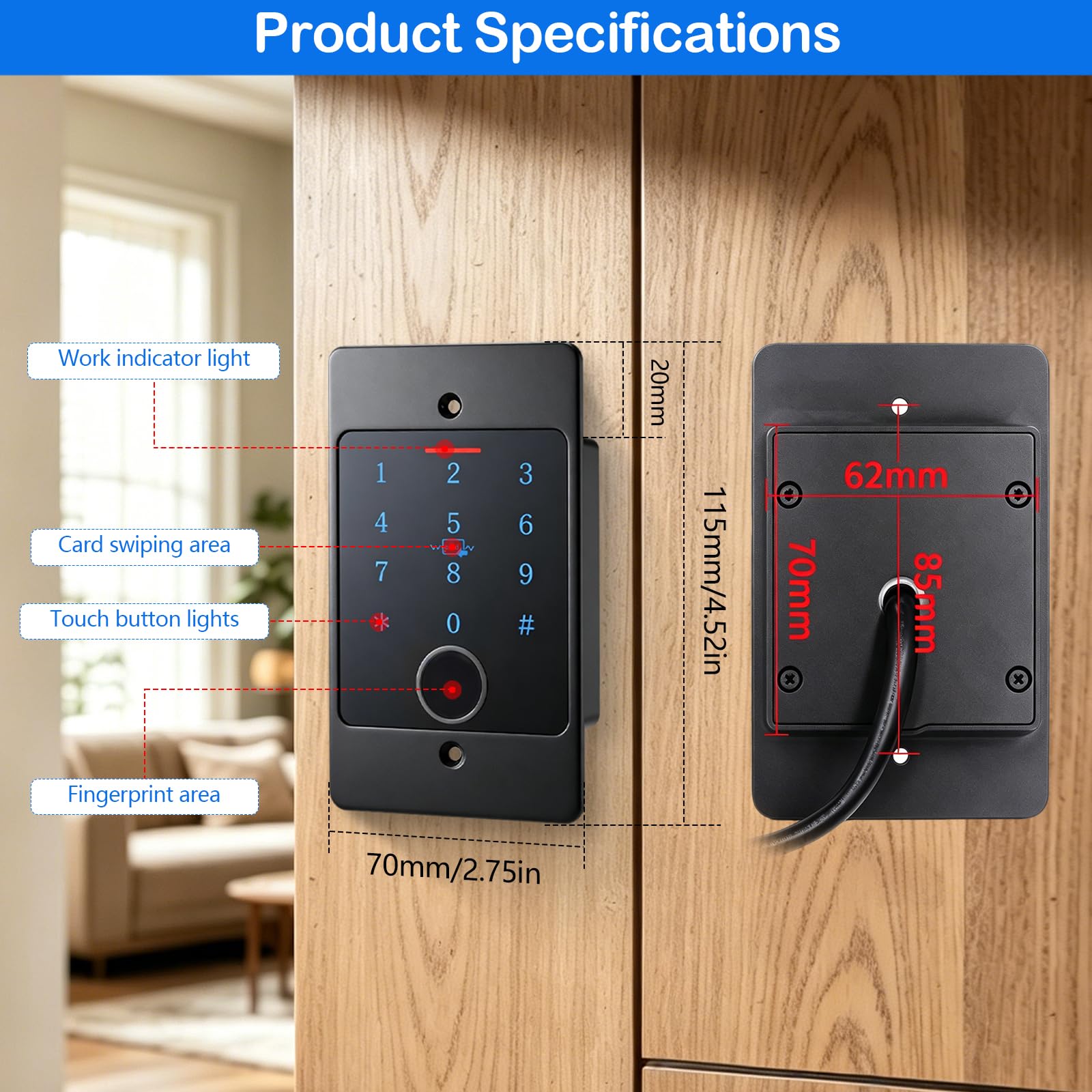 Cerradura inteligente, con huella dactilar y contraseña, gestión de contraseñas por app, sistema de cerradura electrónica para puerta principal, para hogar escuela hotel y empresa