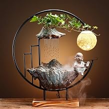 Zen Indoor Water Fountain with Buddha Statue, LED Lighting Tabletop Waterfall for Relaxation and Stress Relief