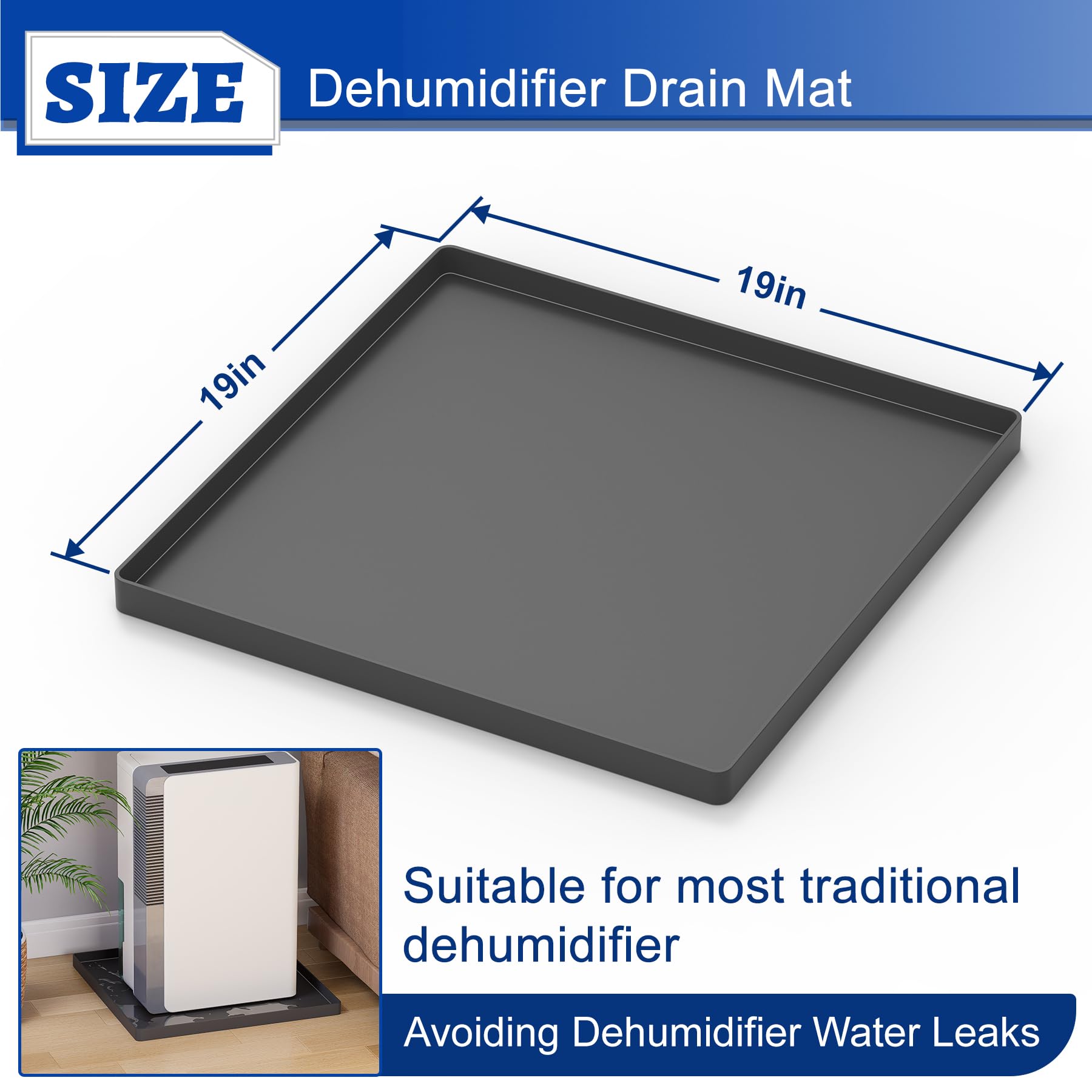 Alfombrilla deshumidificadora para deshumidificadores del hogar, bandeja de drenaje grande para deshumidificador que evita fugas, bandeja de drenaje de humidificador de silicona 2