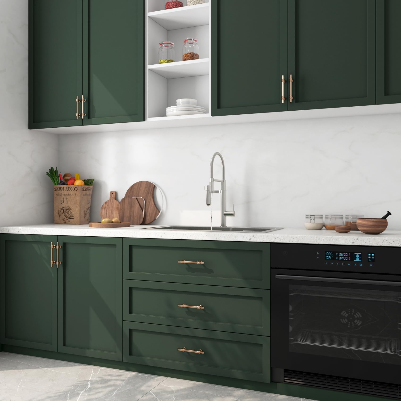 Photo 1 of FunStick 15.8"x240" Dark Green Peel and Stick Wallpaper for Kitchen Cabinet Wallpaper Waterproof Green Contact Paper Peel and Stick Cabinet Covering Self Adhesive Wall Paper for Bathroom Shelves Desk