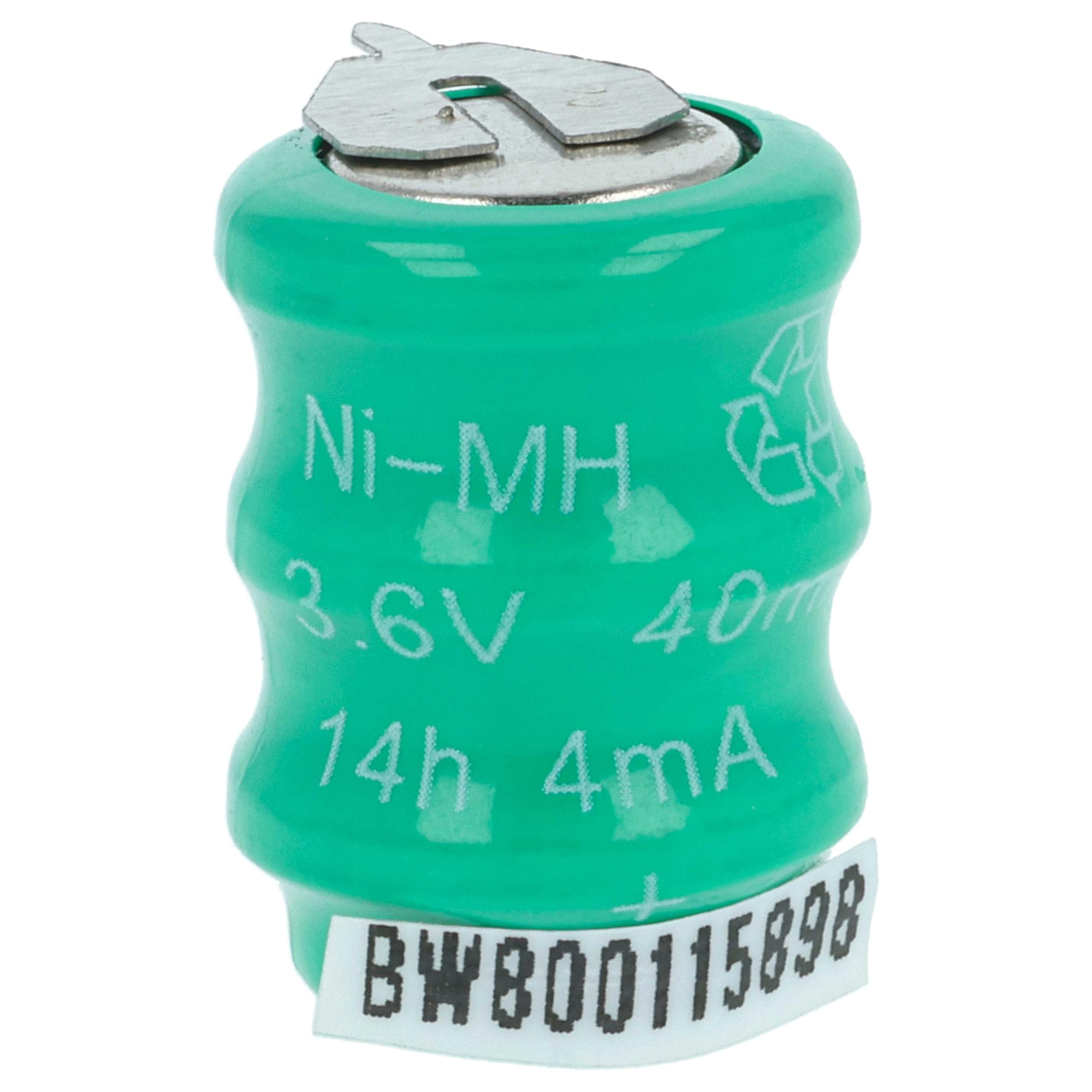 vhbw 100x NiMH Batería de botón de Repuesto Tipo V40H 2 Pines 40 mAh 3,6 V Compatible para lámparas solares, etc.