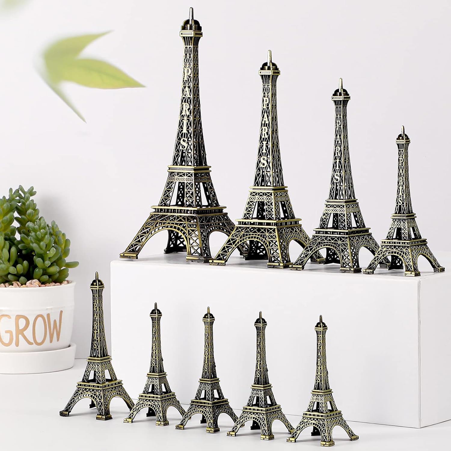 Amazon.com: 9 Pcs Eiffel Tower Statue Decor Alloy Metal Paris Eiffel ...