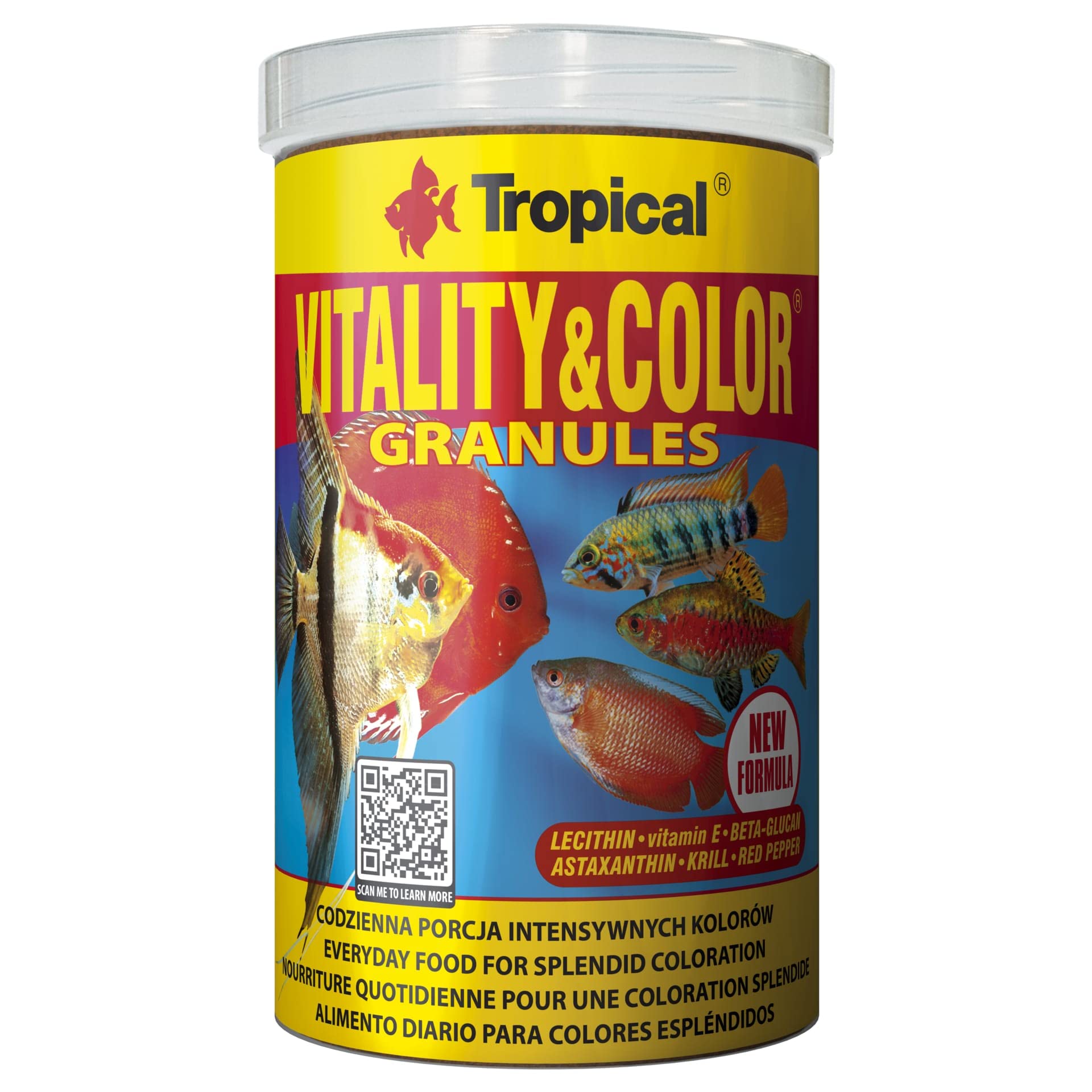 VITALITY&Color GRANULES 1000ml / 550g - Alimento de Alto Contenido proteico en Forma de gránulos de Lento hundimiento con Efecto colorante y vitalizante para Peces