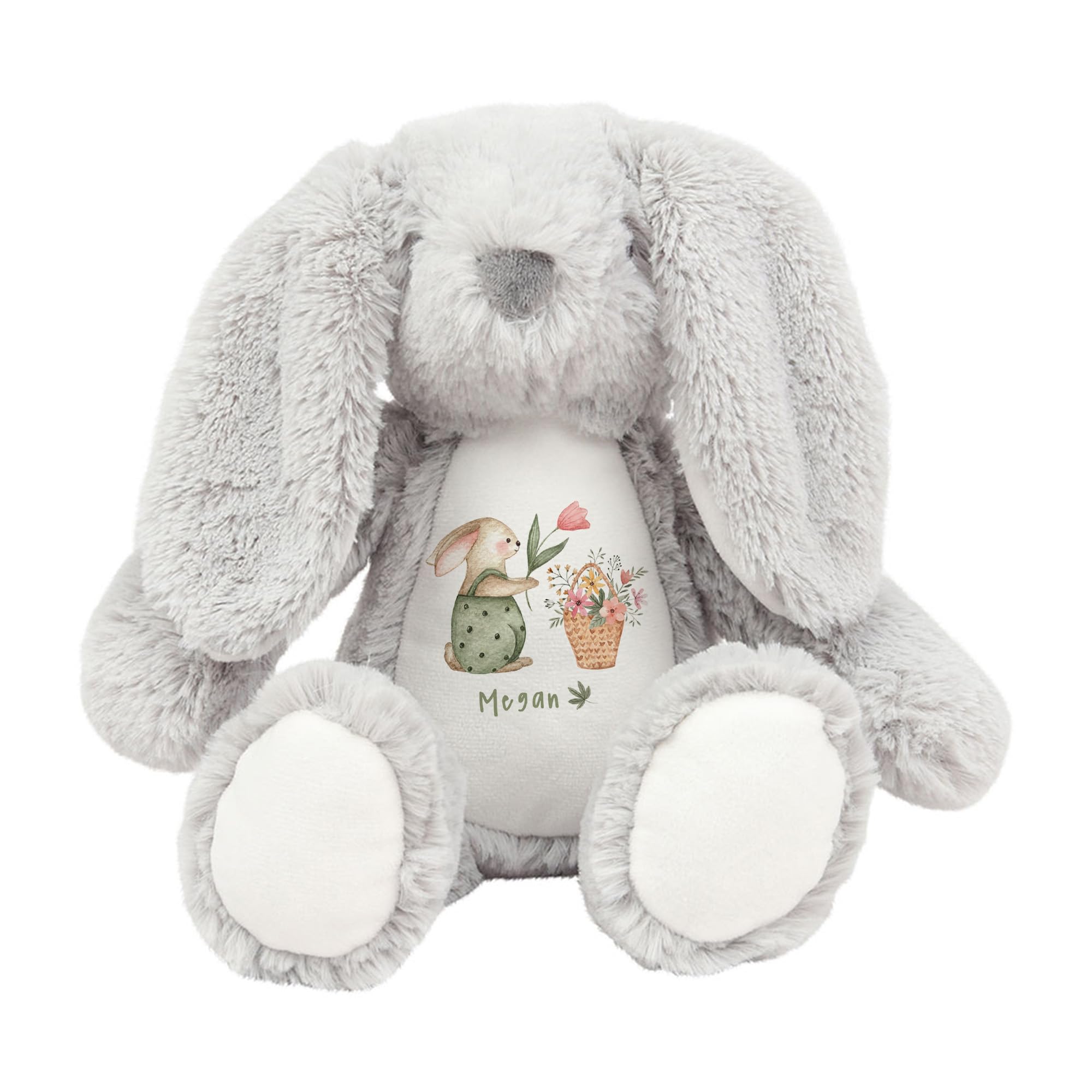 Pomchick - Personalised Easter Bunny Soft Toy Custom Name Plush Rabbit Cute Spring Gift for Kids Baby Girl Boy Toddler Easter Basket Filler Keepsake