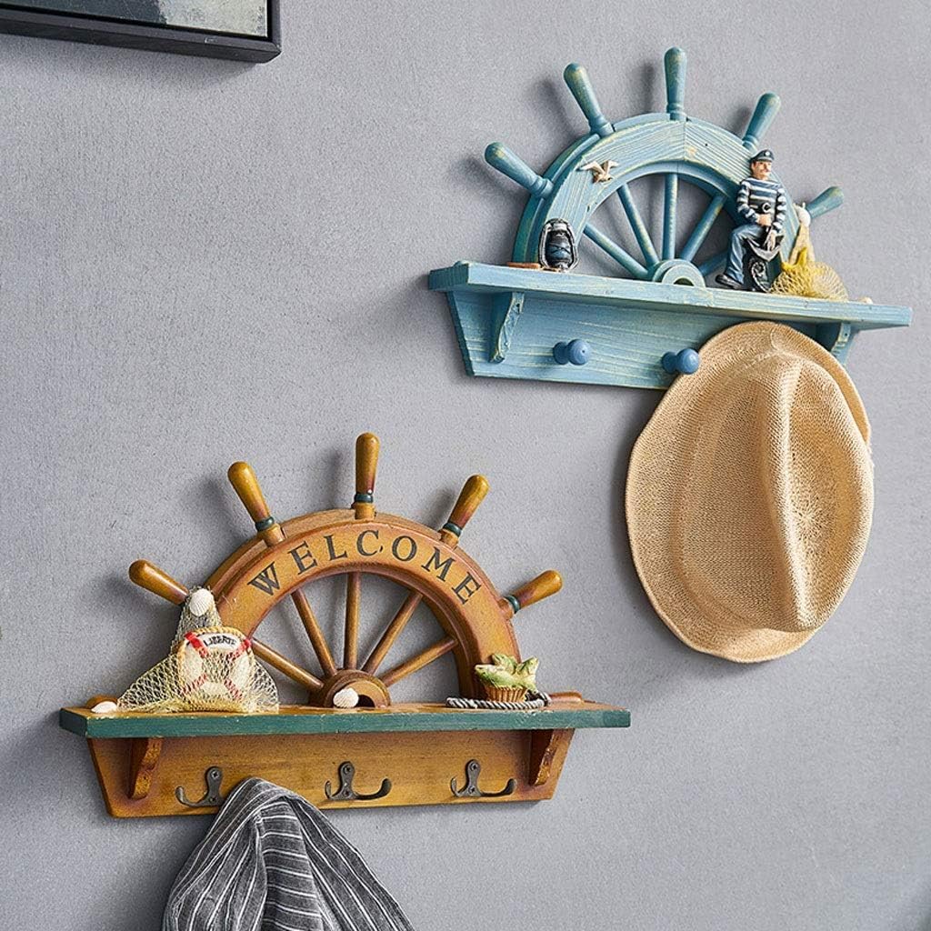 Wieszak na płaszcze Drewniany wieszak ścienny Wieszaki na płaszcze Ścienny Dekoracja ścienna, Heavy Duty Key Hat Rack Holder (Color : Natural)