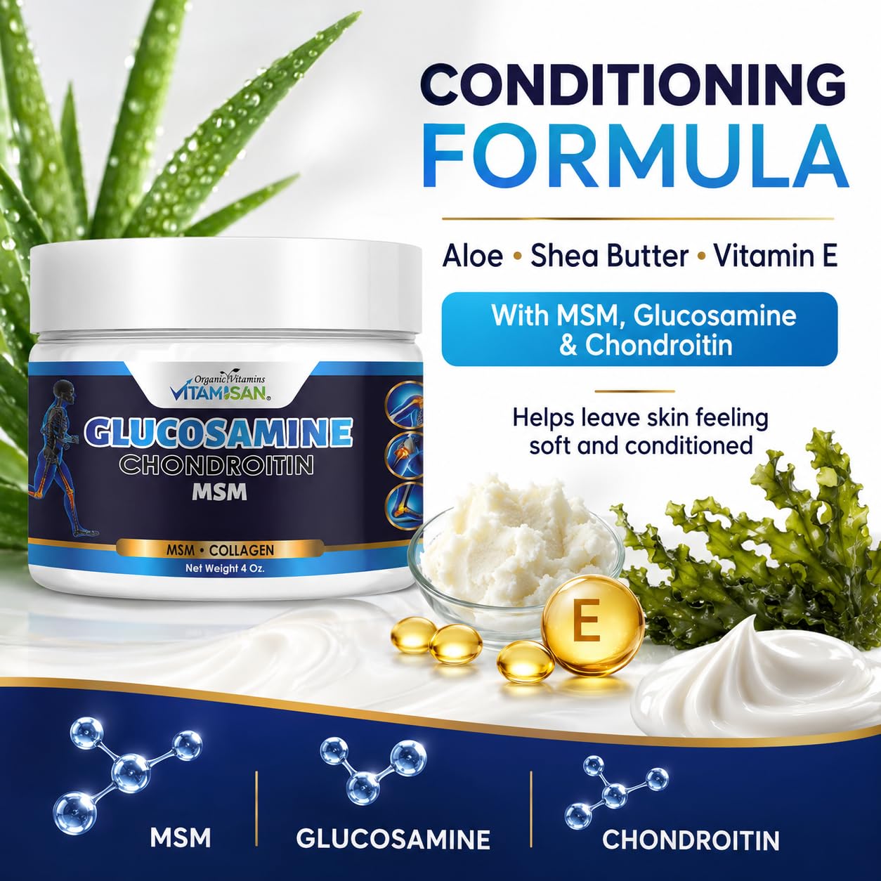 VITAMISAN Glucosamine Chondroitin MSM Collagen and Arnica Cream 4 OZ 2 Pack — Amazon image 6