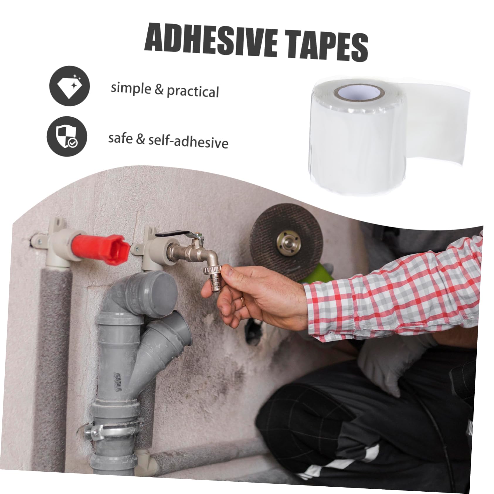 nastro isolante, 1 rotolo di gomma siliconica autoadesiva professionale for la sigillatura tubi e riparazioni elettriche(White)