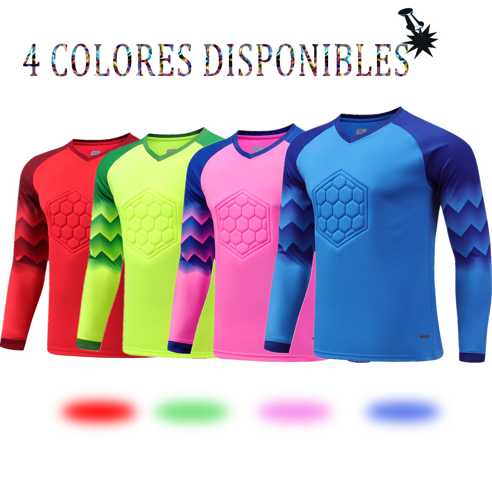 OPUTWDF Camiseta Portero Futbol Adulto Niño con Protecciones Equipacion Personalizable Nombre Numero Logotipo