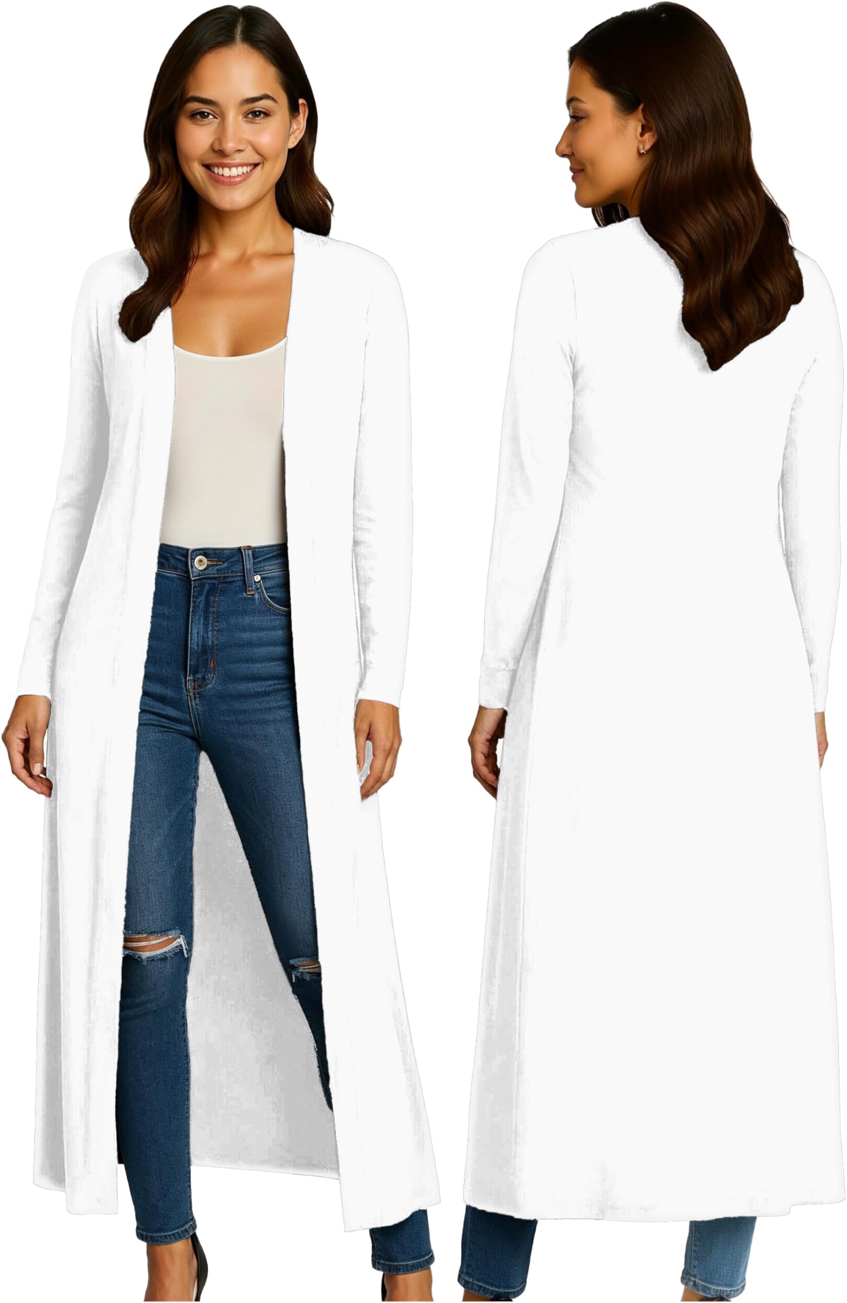 Ladies Womens Maxi Plus Size Long Cardigans for Women UK Collared Top Long Full Sleeve Floaty Women's Cardigans Coatigans Sizes 8-26