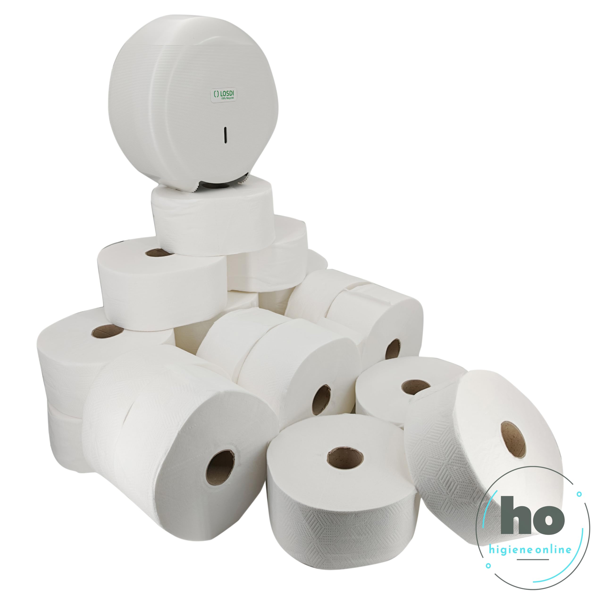 Pack Dispensador + 18 Rollos de Papel Higiénico Industrial