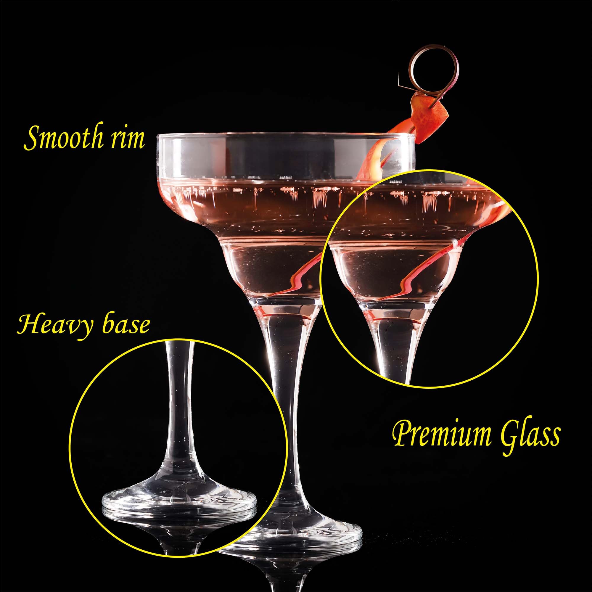 Bicchieri Margarita (300 ml/10,1 oz), Bicchieri da Cocktail, Martini Coupe, Martini Espresso in Cristallo, Cristallo a Stelo Lungo (2 pezzi (300 ml))