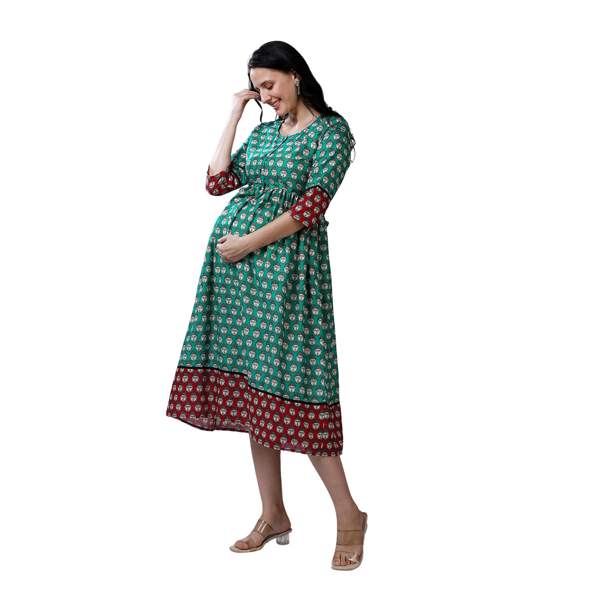 Womens Turquoise Green Maternity Dress-picture-17
