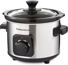 Morphy Richards 460300 Slow Cooker 1,5 L, Keramik, 1,5 Liter, gebürsteter Stahl