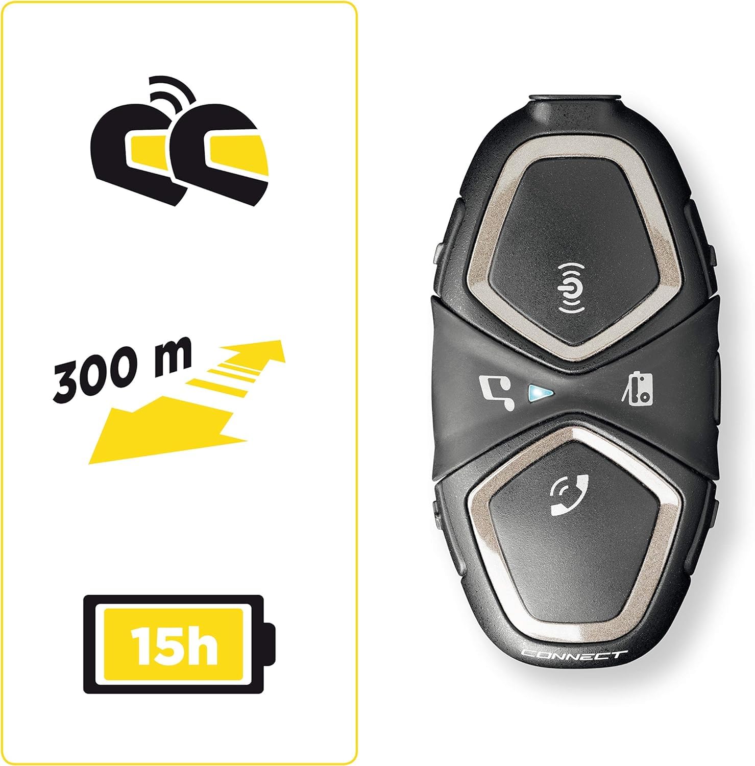 INTERPHONE Connect HD - Interfono per casco da moto, stereo, alta fedeltà, 40 mm, pilota, distanza 300 m, autonomia 12 ore, radio, GPS, TFT, impermeabile IPX67